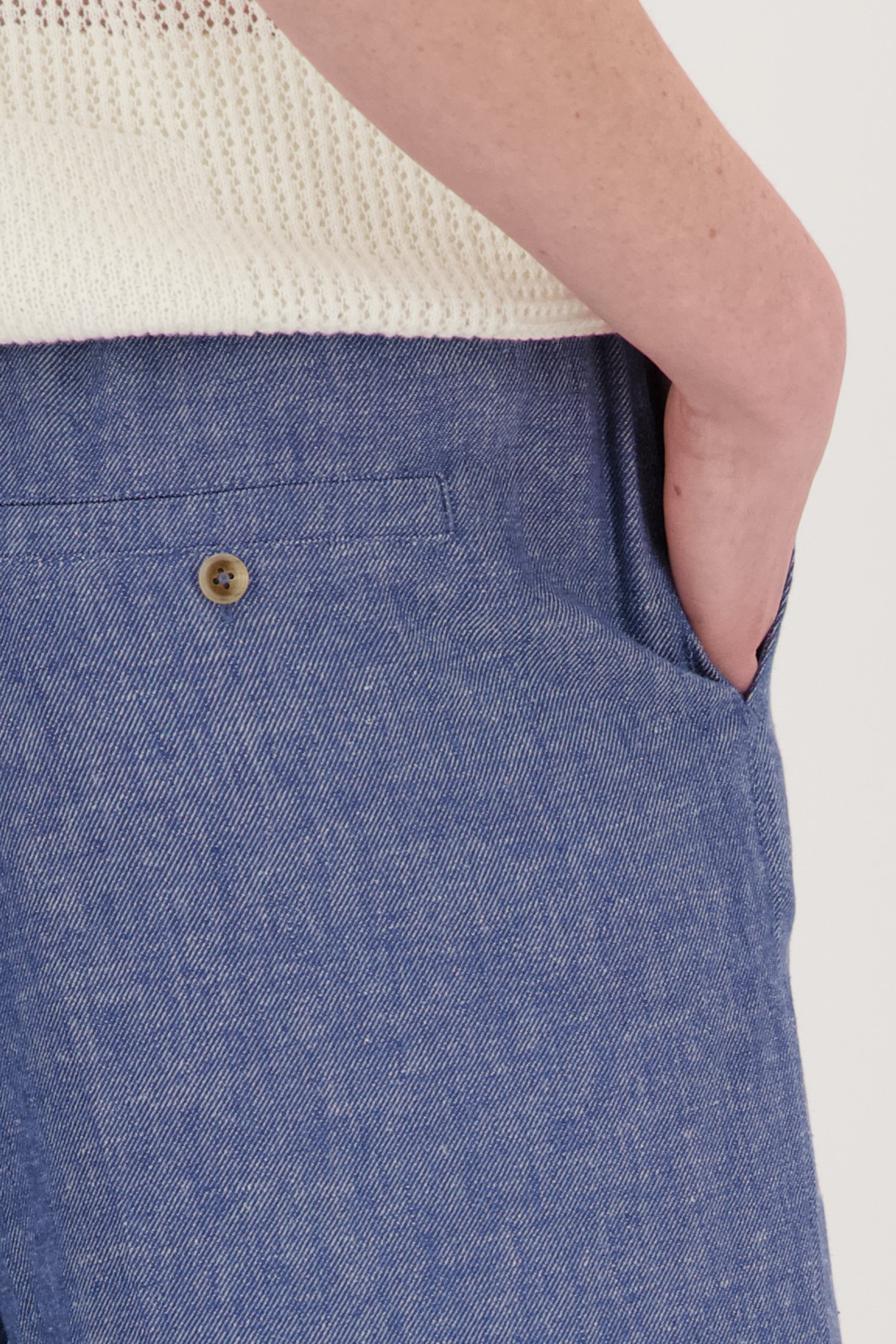 Blauwe linnen broek  van Libelle voor Dames