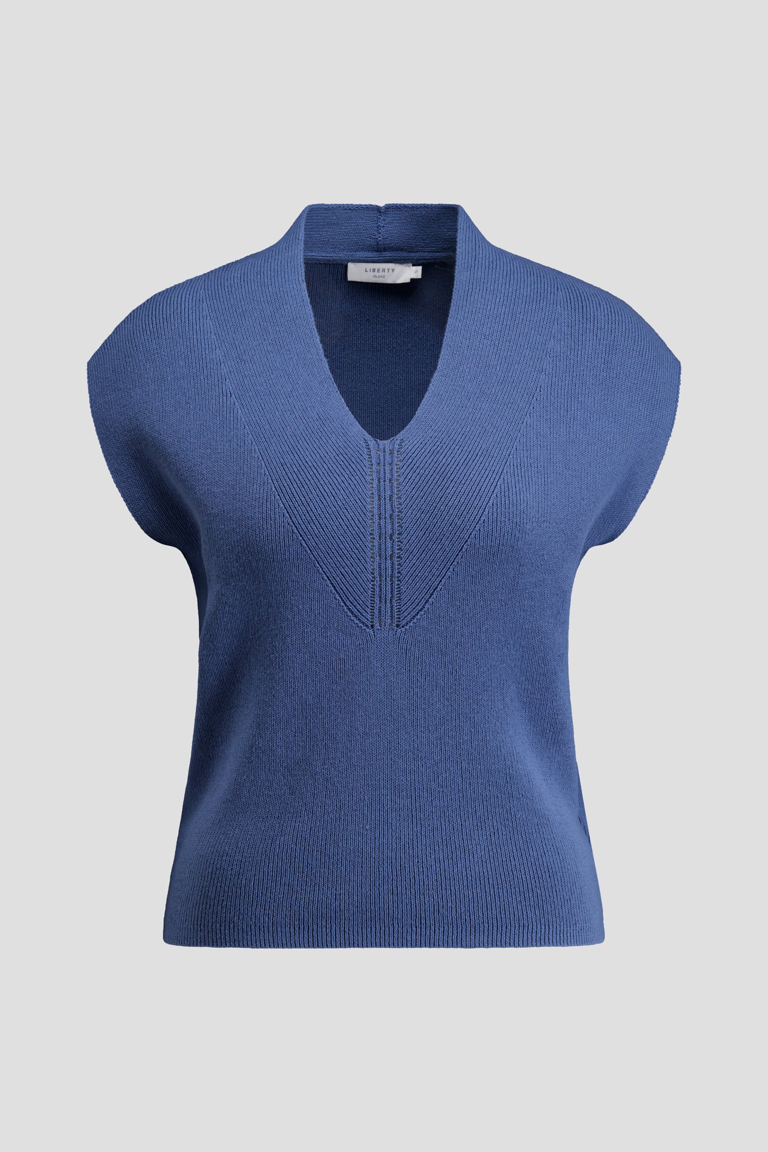 Productfoto 1 van Blauwe mouwloze trui met V-hals door Liberty Island voor Dames
