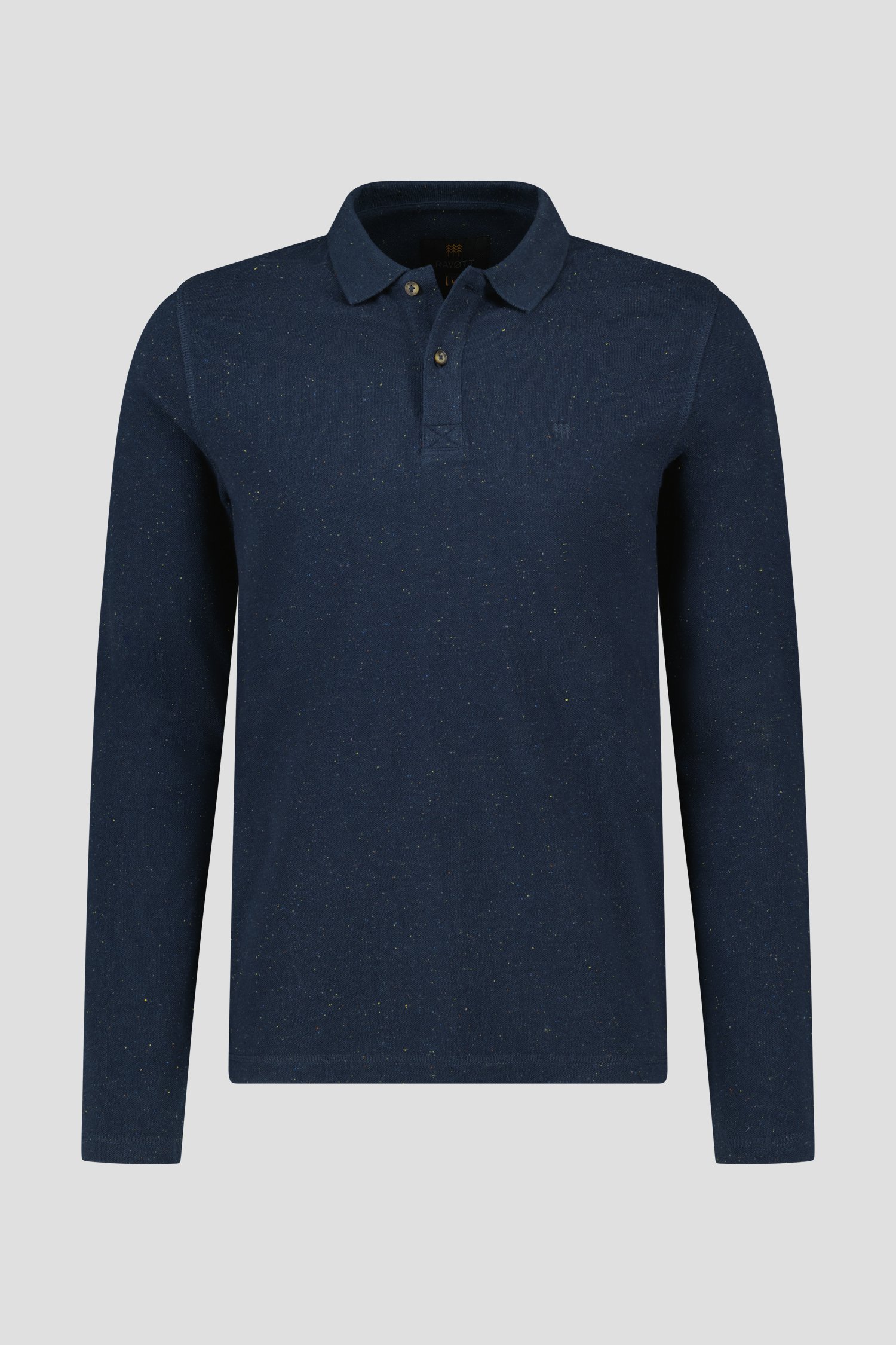 Blauwe polo met gespikkelde stof van Ravøtt voor Heren