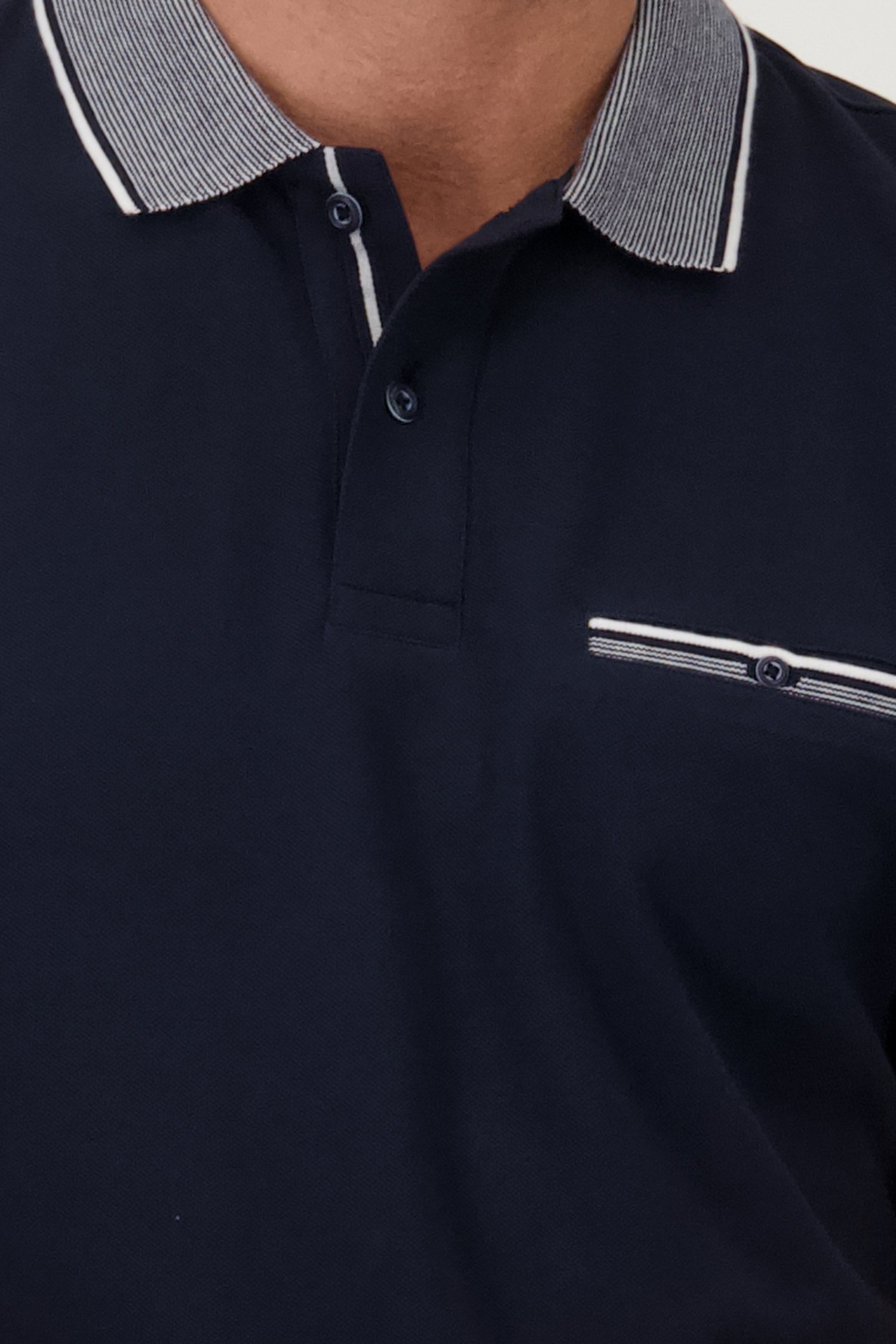 Blauwe polo met gestreepte kraag van Dansaert Blue voor Heren