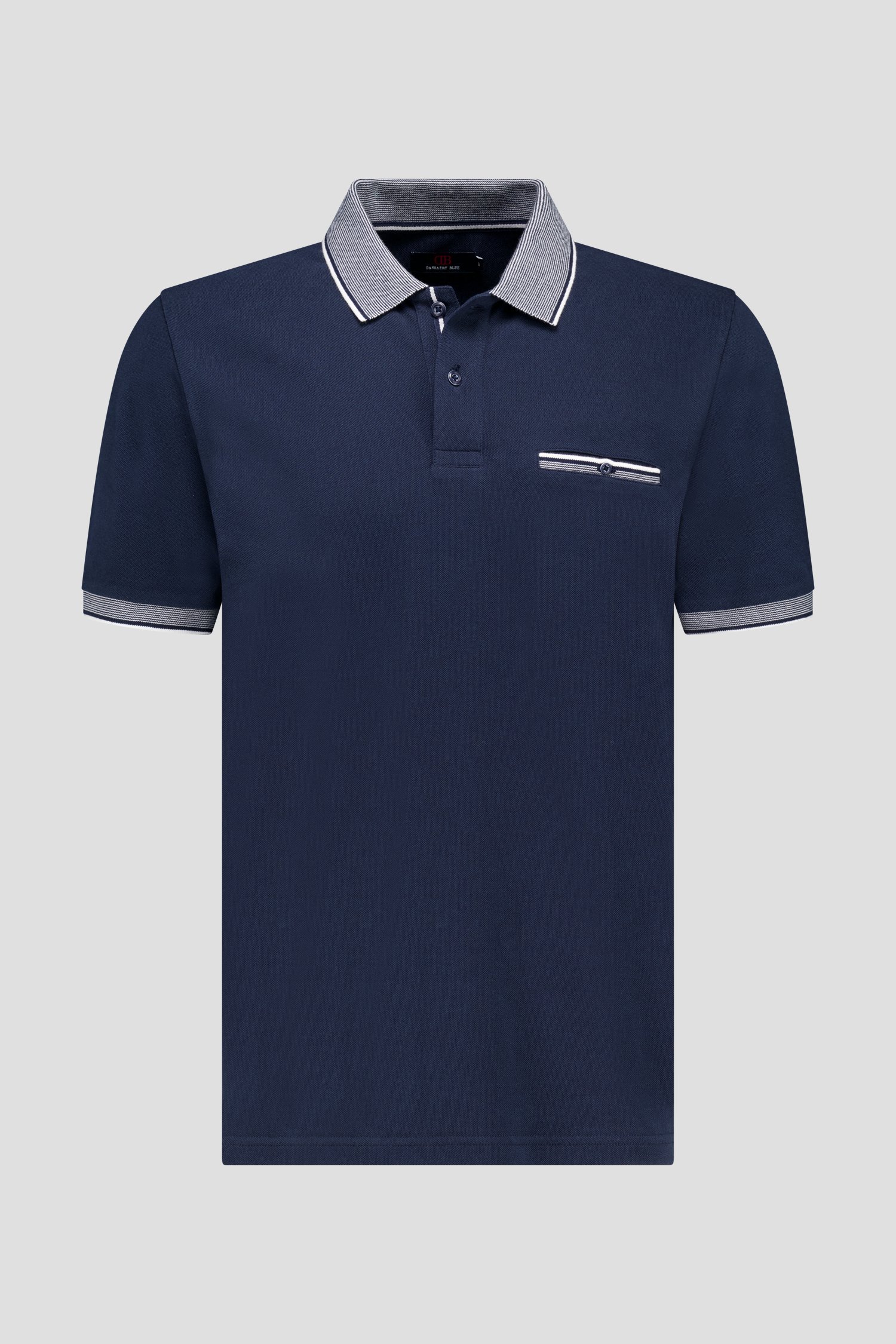 Blauwe polo met gestreepte kraag van Dansaert Blue voor Heren