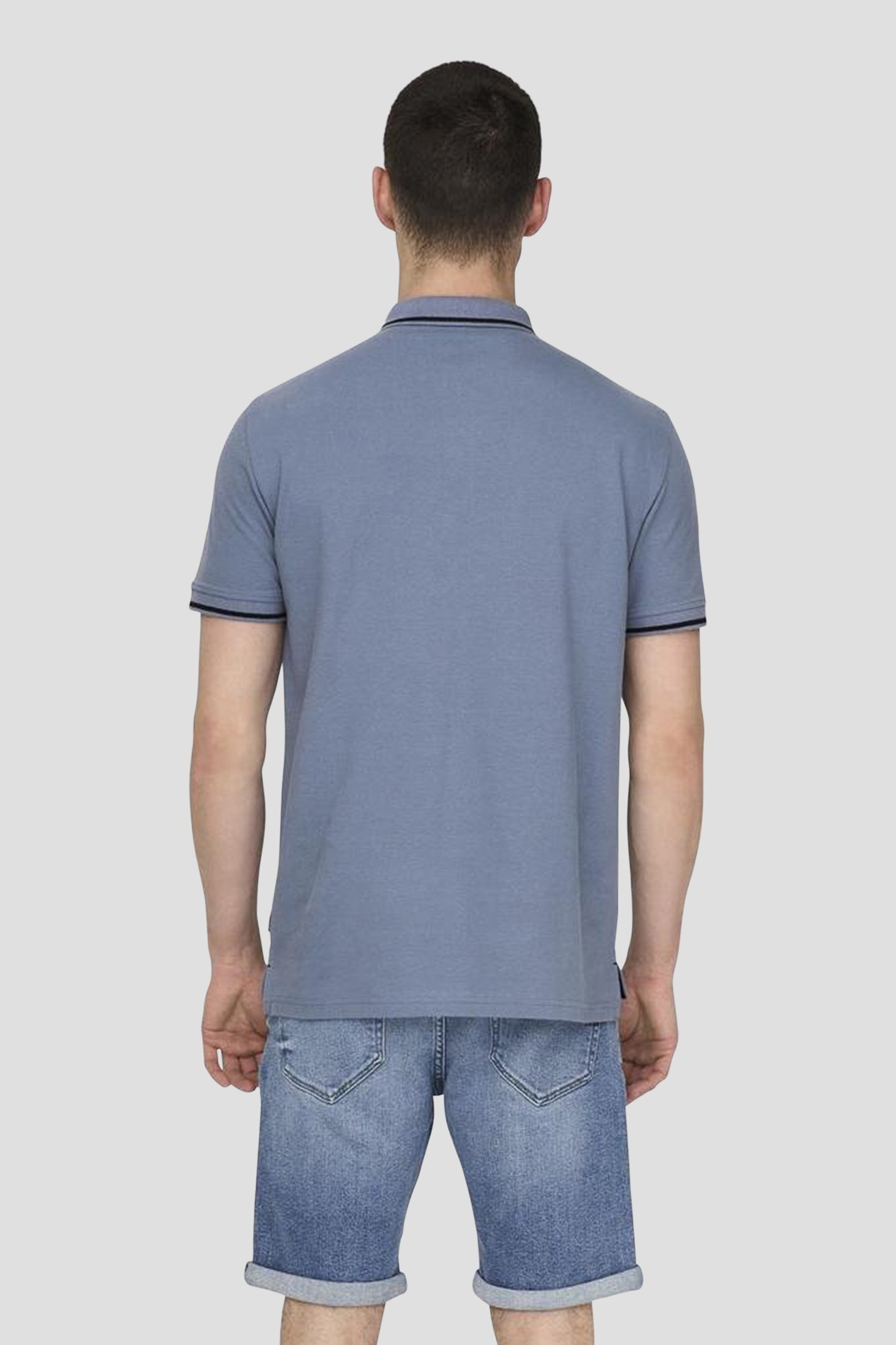 Achterkant van Blauwe polo met korte mouwen door Only & Sons voor Heren