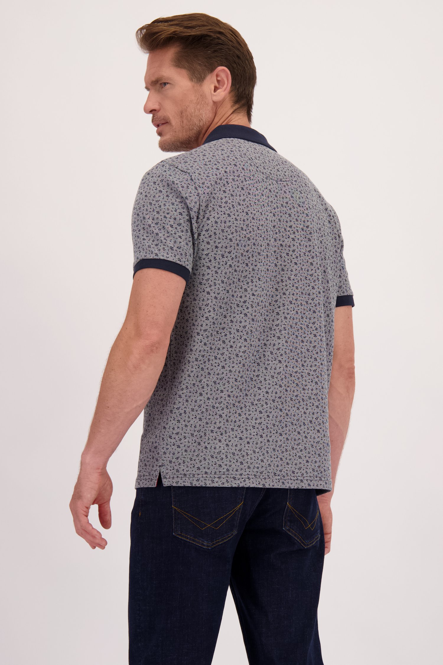 Achterkant van Blauwe polo met print  door Dansaert Blue voor Heren