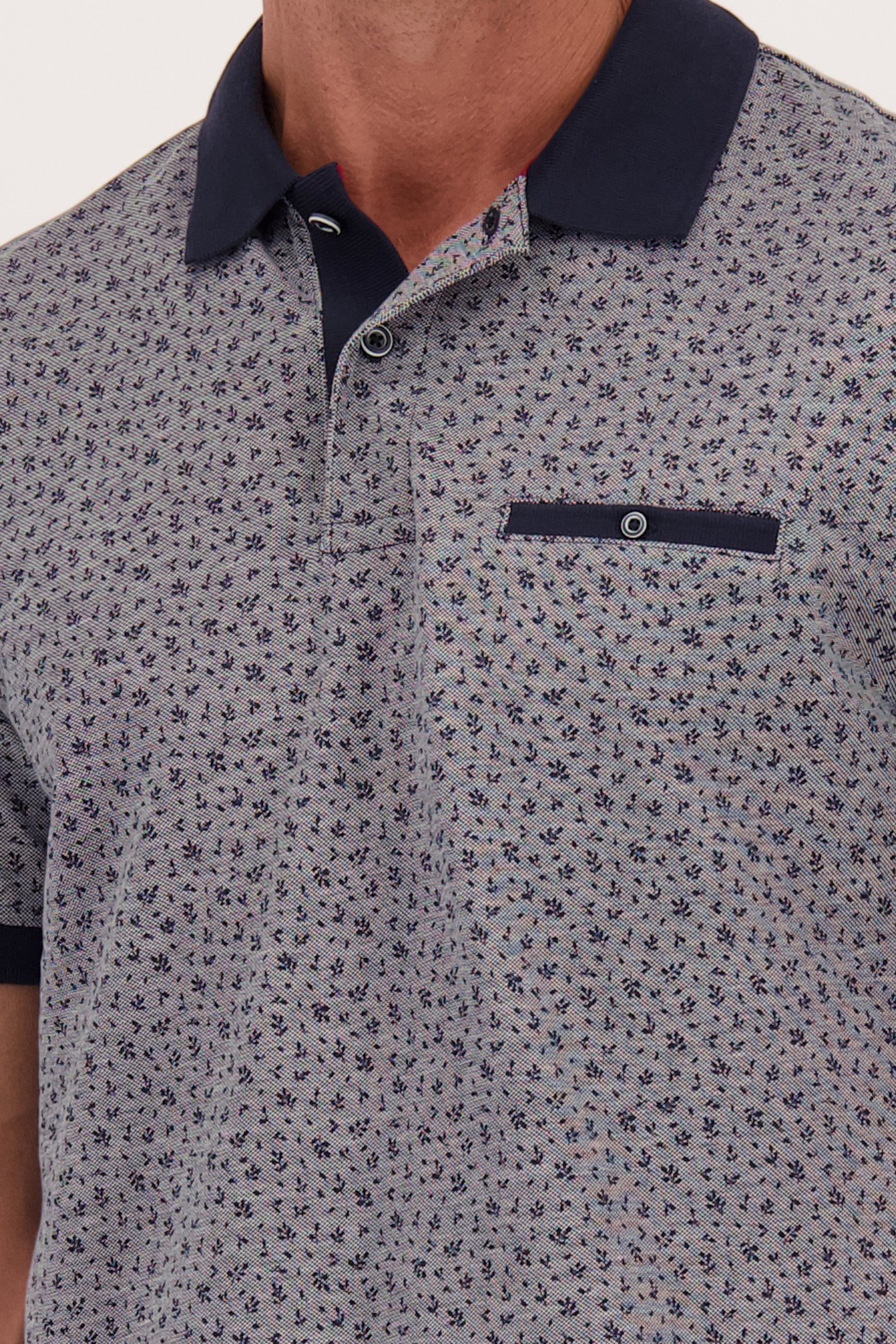 Detail van Blauwe polo met print  door Dansaert Blue voor Heren