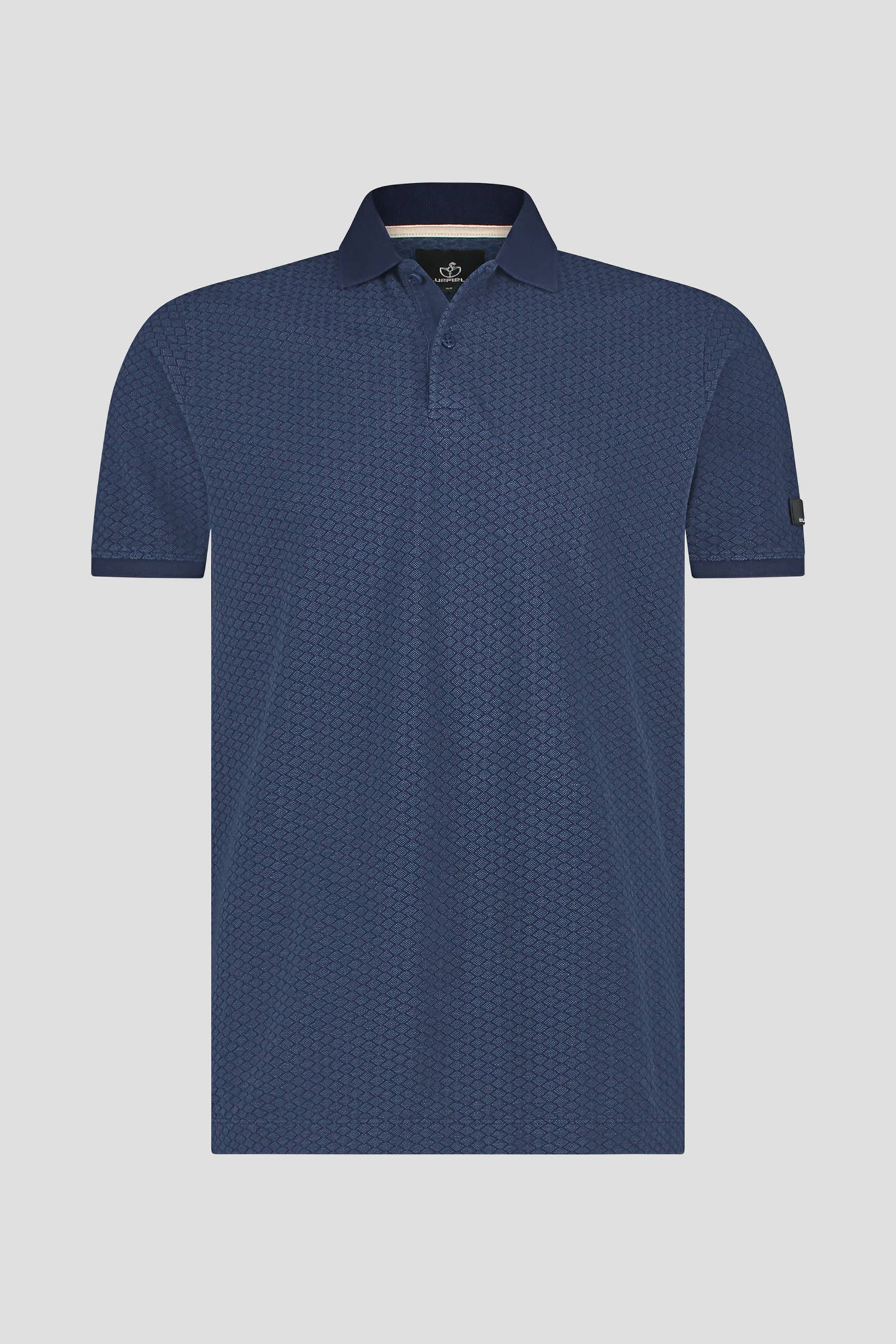 Blauwe polo met ruitenmotief van Bluefields voor Heren
