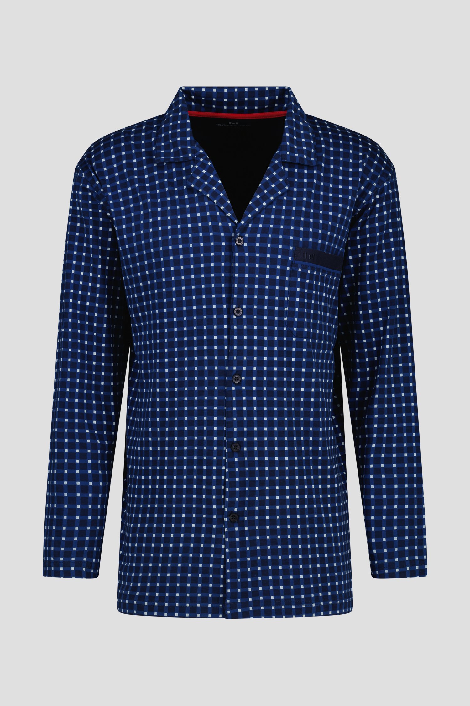 Blauwe pyjamaset met geruit hemd van Götzburg voor Heren