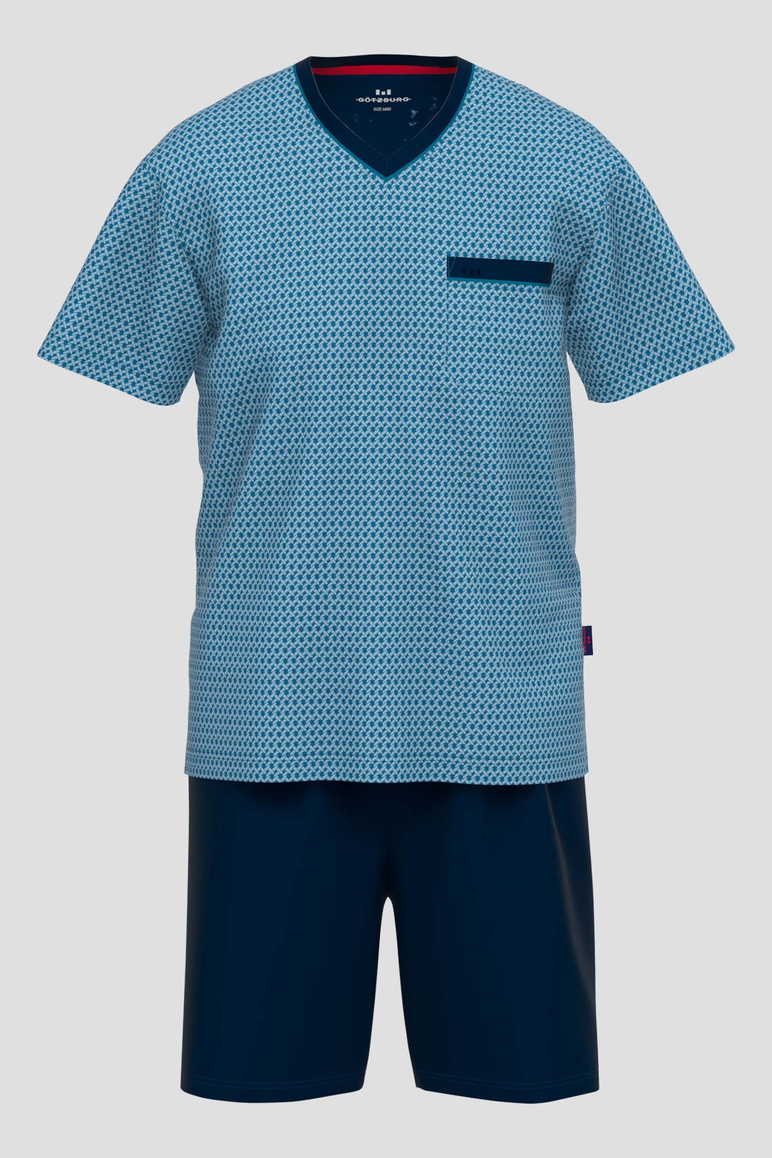 Blauwe pyjamaset met korte broek van Götzburg voor Heren
