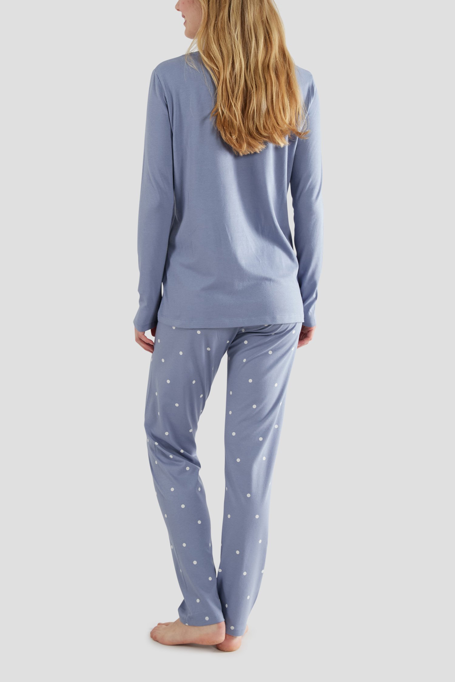 Blauwe pyjamaset met lange mouwen en broek van Tom Tailor voor Dames