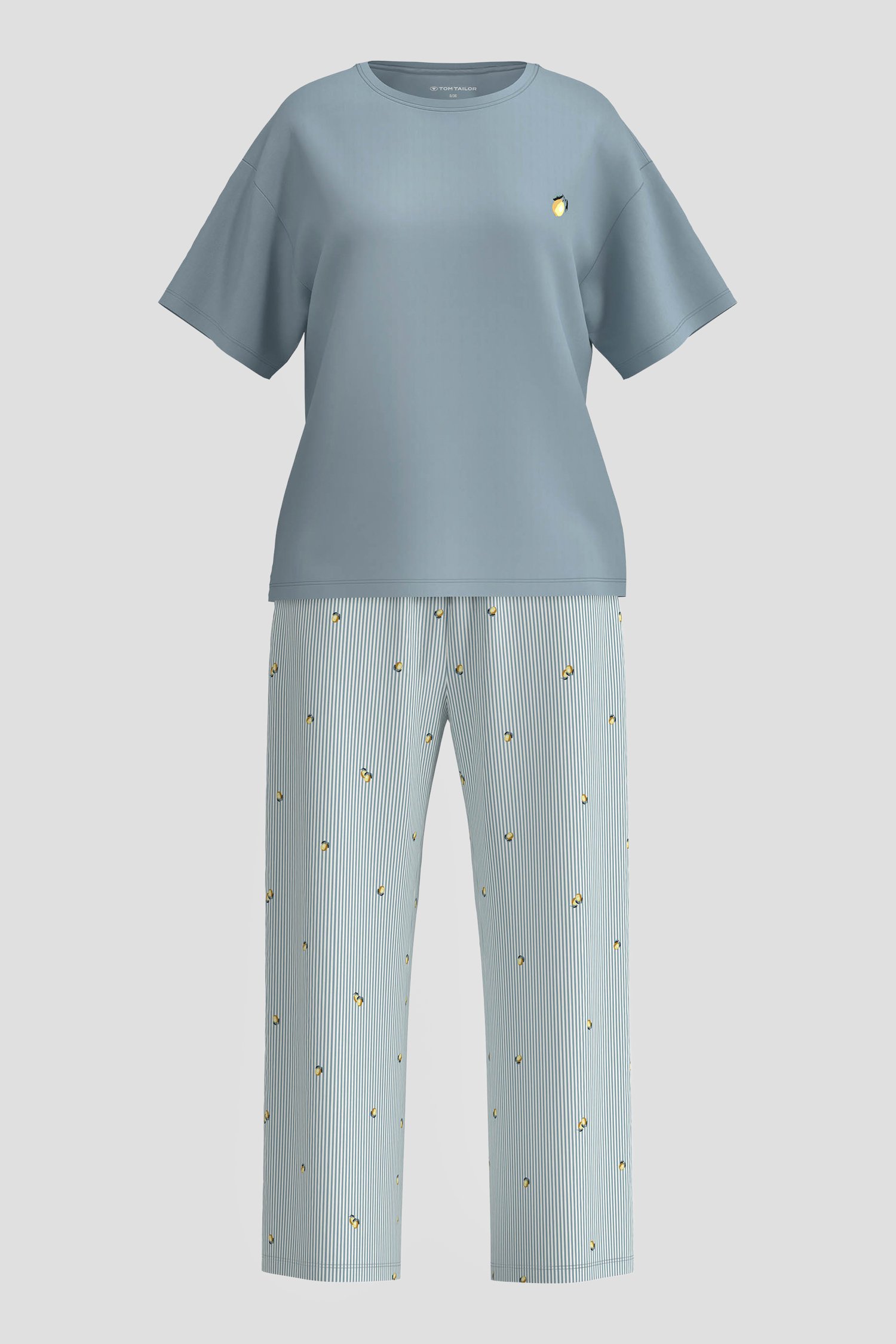 Productfoto 1 van Blauwe pyjamaset met T-shirt en lange broek door Tom Tailor voor Dames