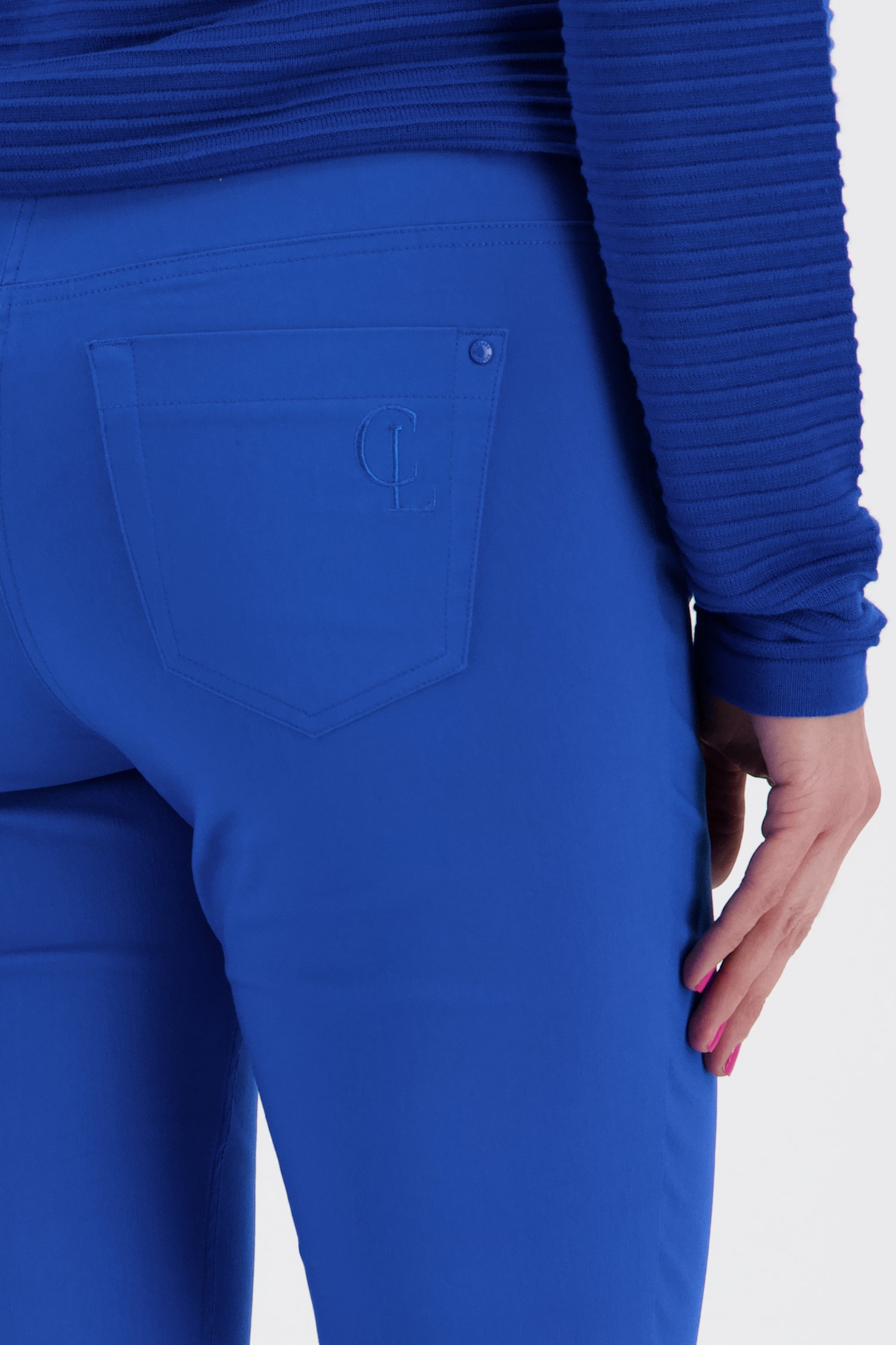 Blauwe stretchbroek met elastische tailleband van Claude Arielle voor Dames