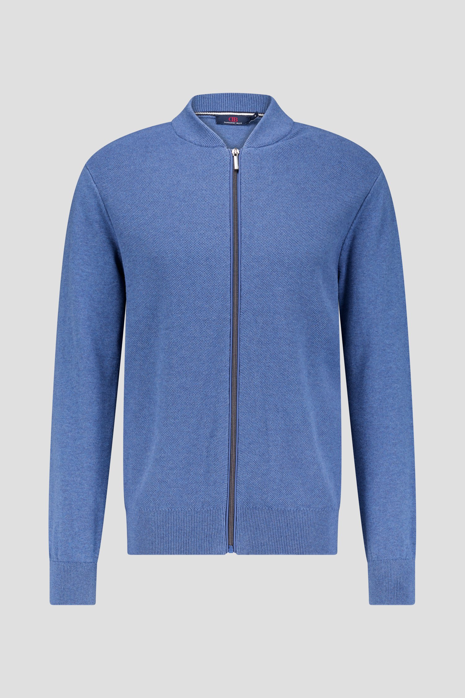 Blauwe tricot cardigan met rits van Dansaert Blue voor Heren