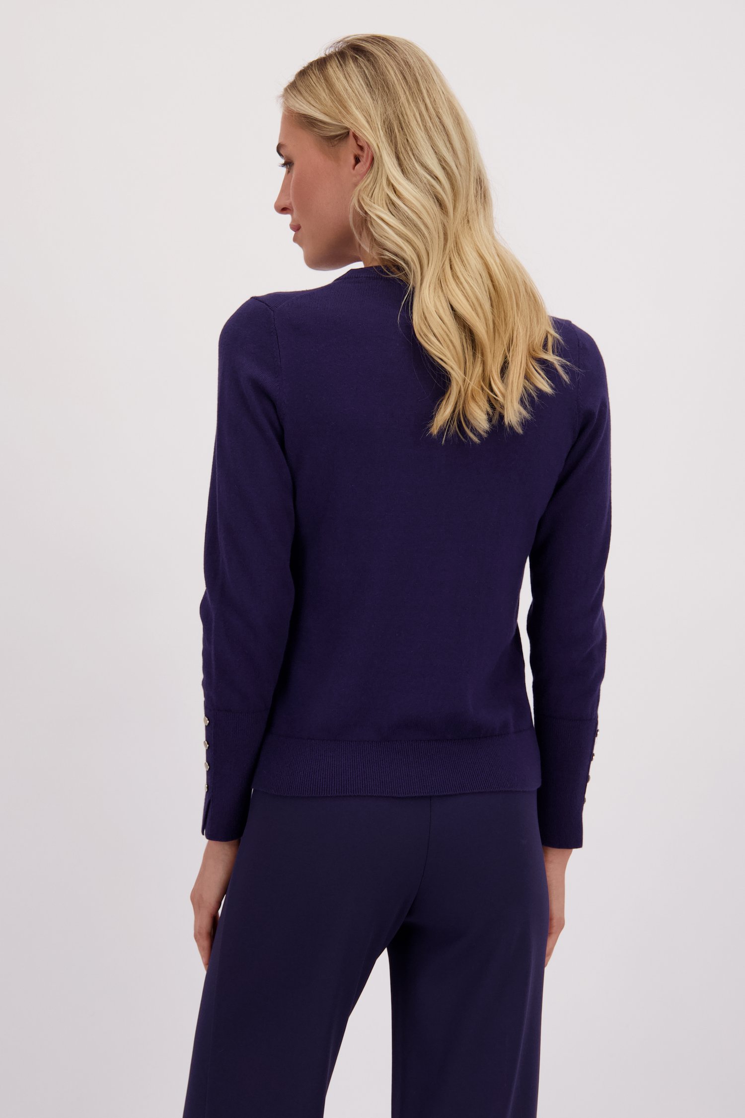 Achterkant van Blauwe trui met metallic knopen door Liberty Island voor Dames