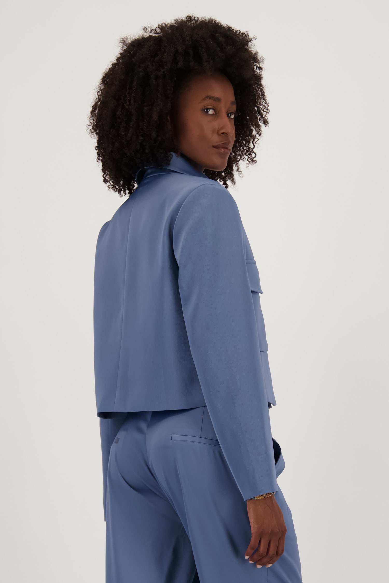 Blauwe vest met satin look van Geisha voor Dames