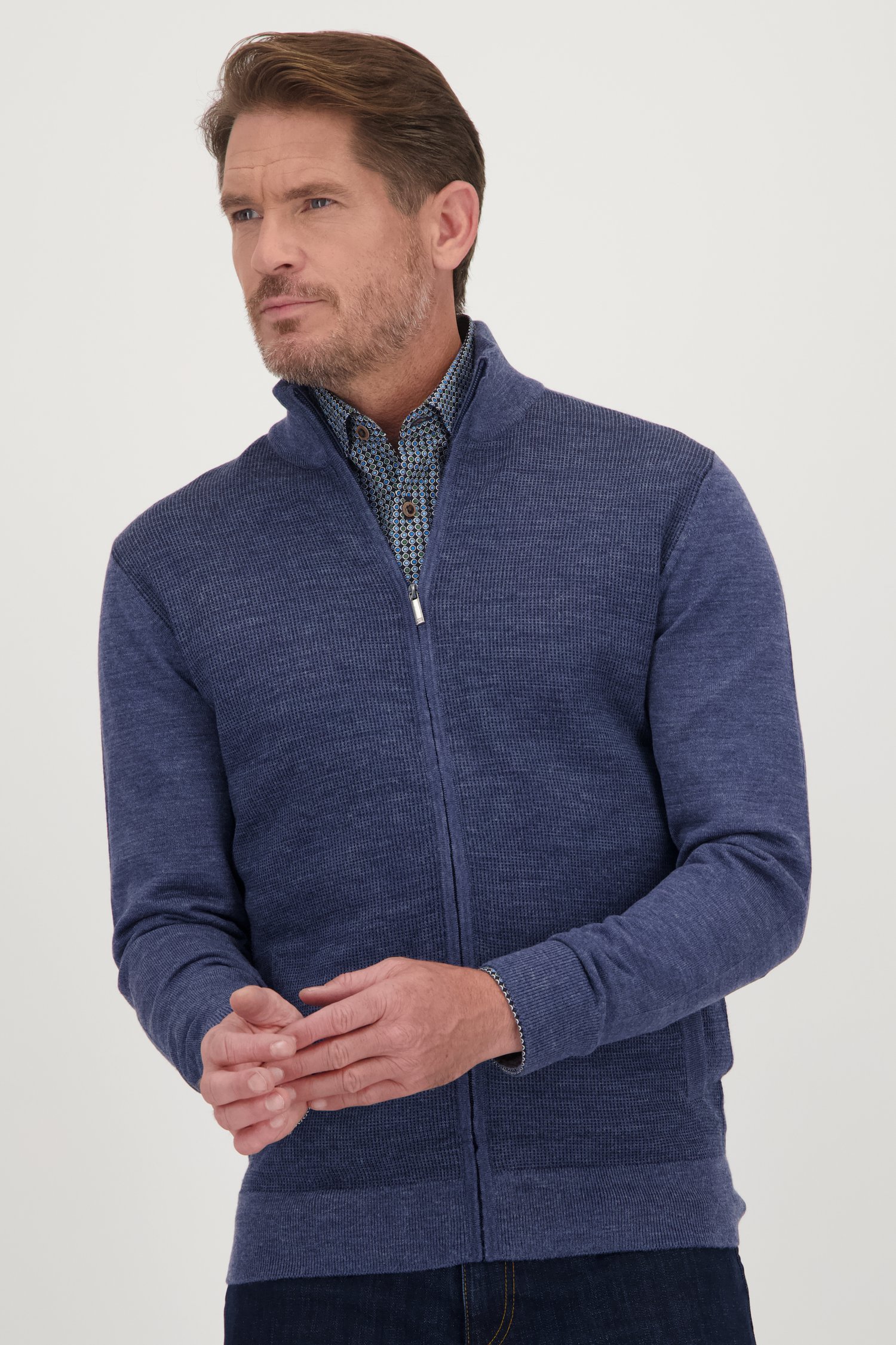 Blauwe wollen cardigan van Dansaert Blue voor Heren