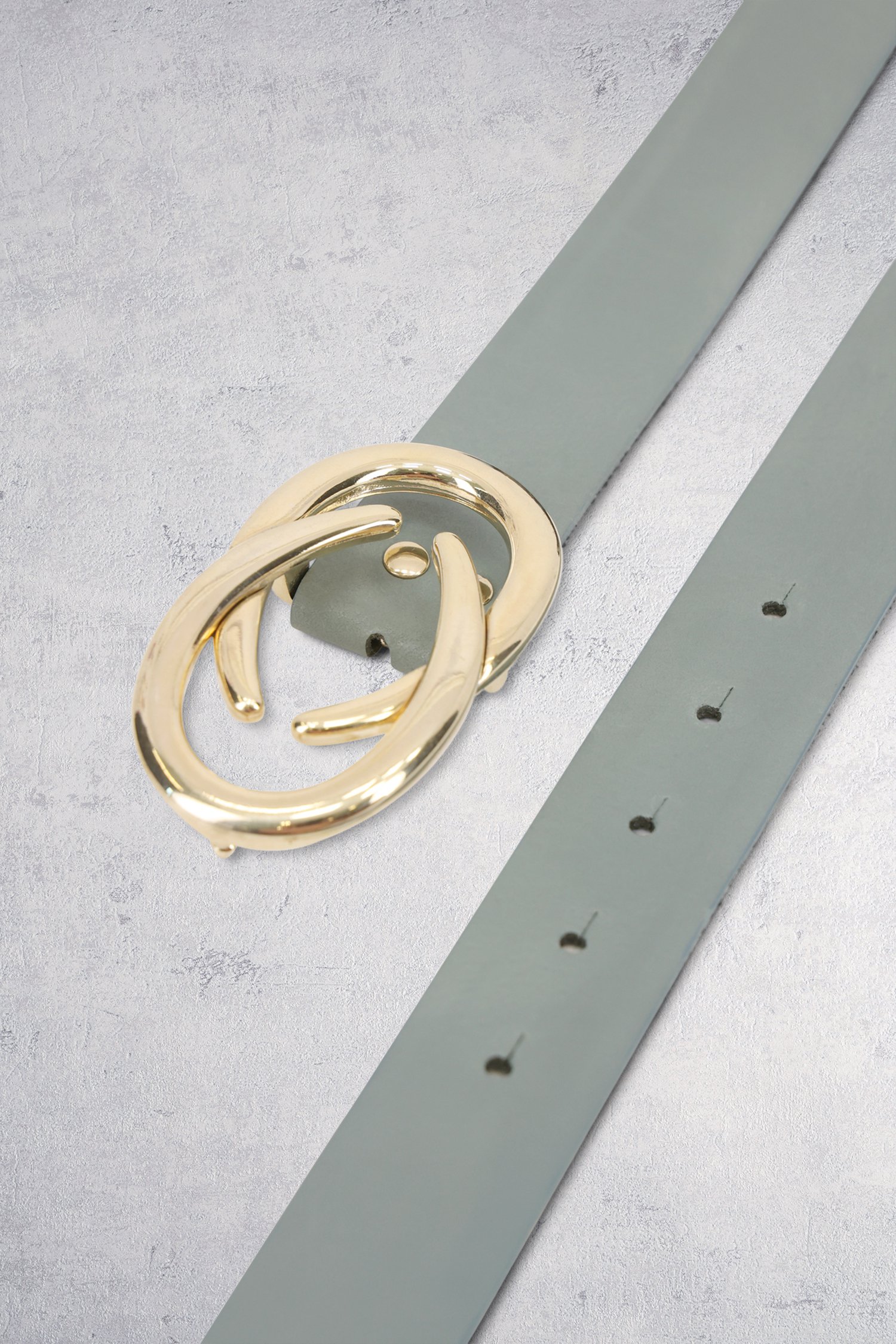 Achterkant van Blauwgrijze riem met gouden detailgesp door D'Auvry voor Dames