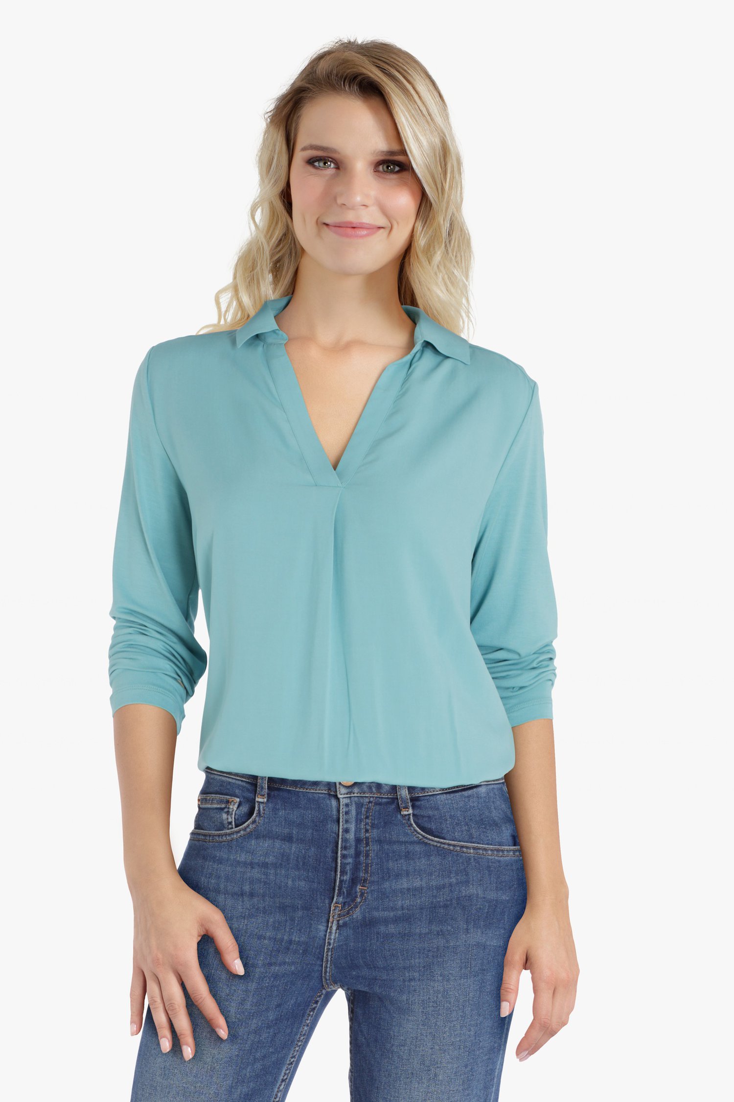 Blauwgroene blouse in viscose  van Liberty Island voor Dames