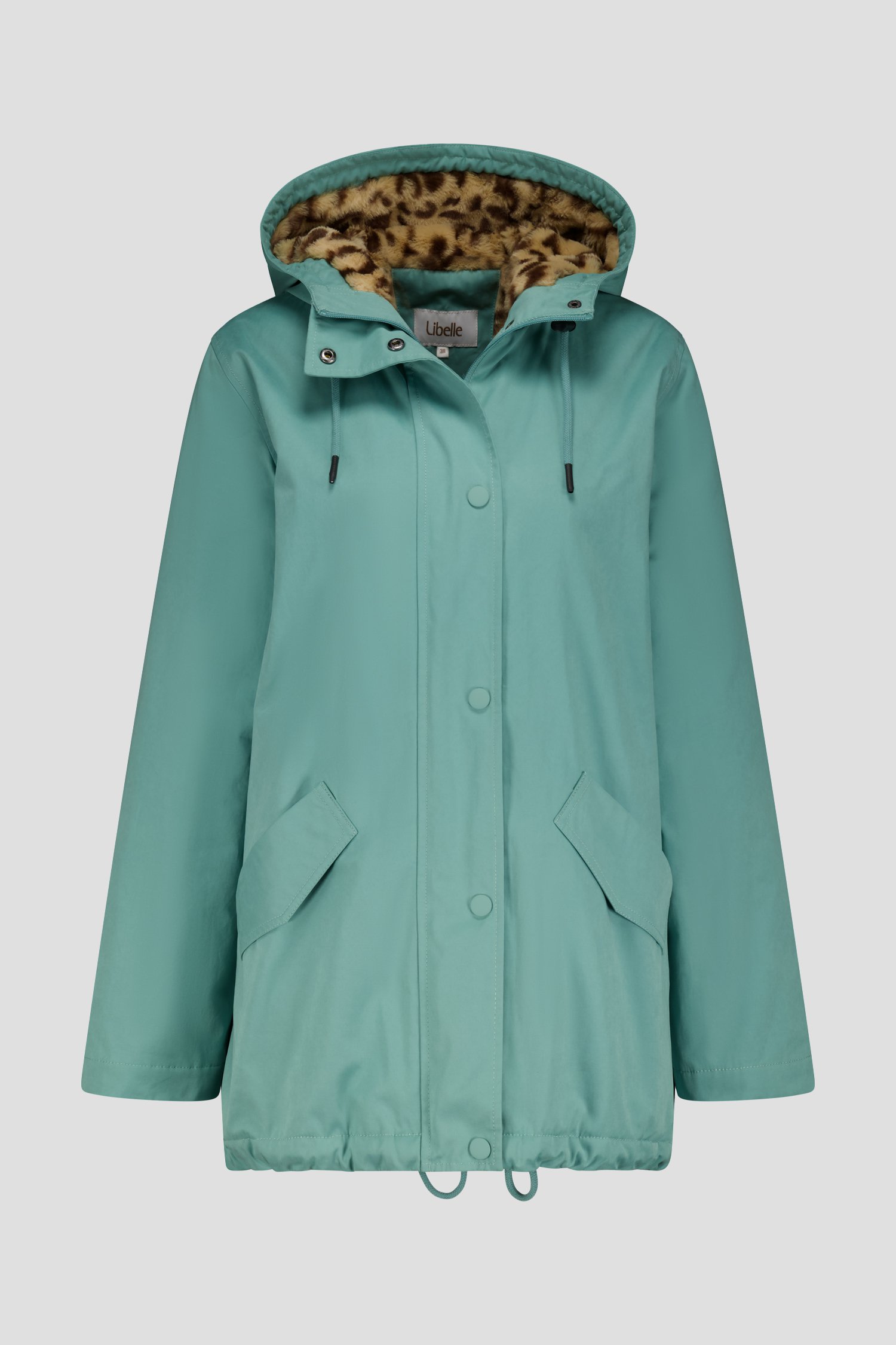 Blauwgroene jas met animalprint-voering van Libelle voor Dames