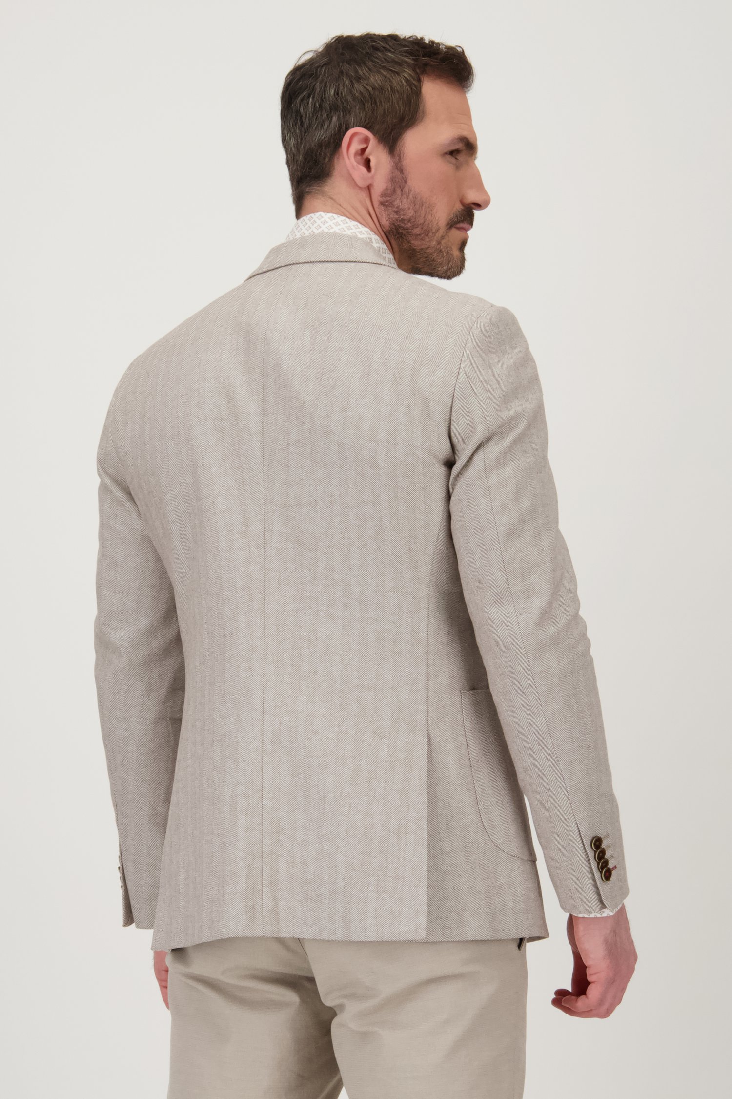 Blazer beige-marron à chevrons - slim fit de Upper East pour Hommes
