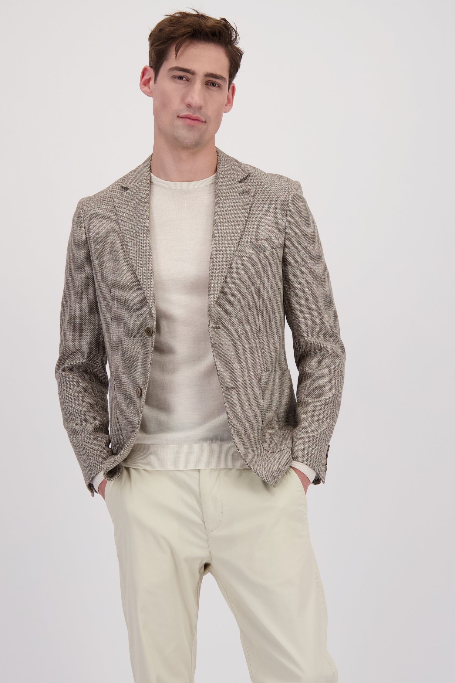 Le devant de Blazer brun chiné texturé de Matinique pour Hommes