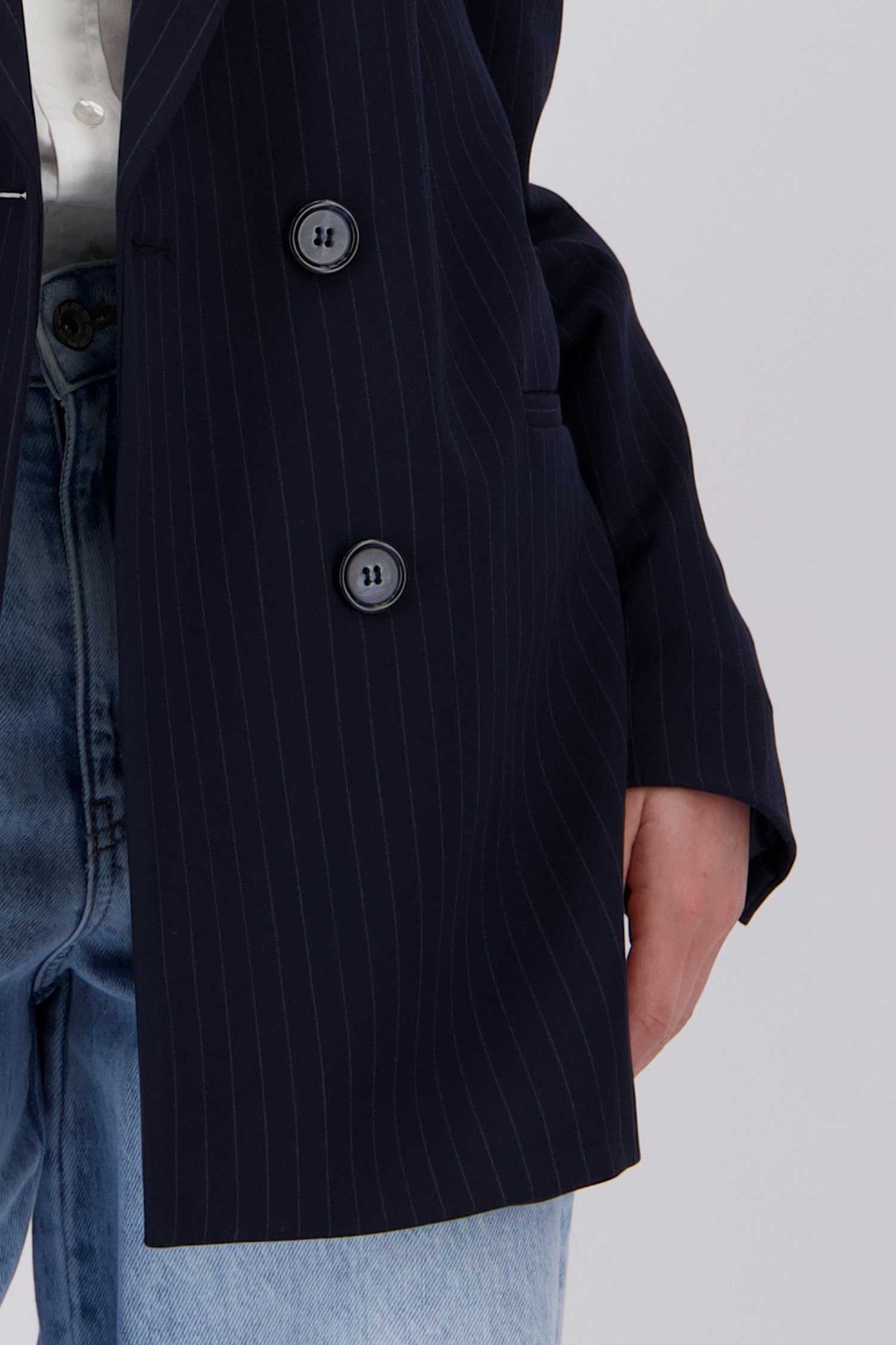 Blazer navy à rayures fines de Liberty Island pour Femmes