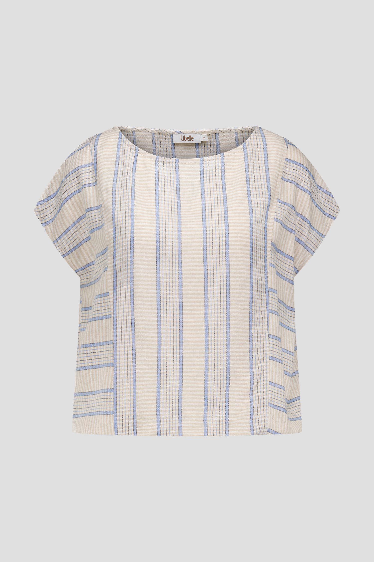 Blouse à carreaux beige à col bateau  de Libelle pour Femmes