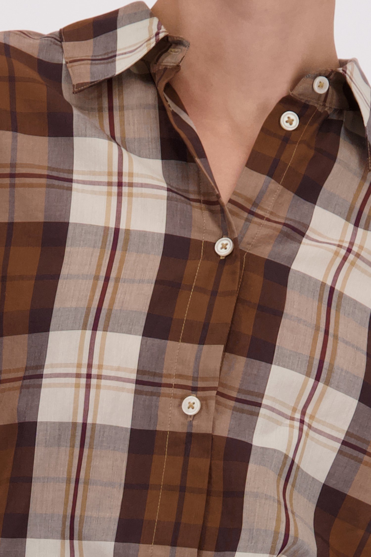 Détail de Blouse à carreaux marron de Marc O'Polo pour Femmes