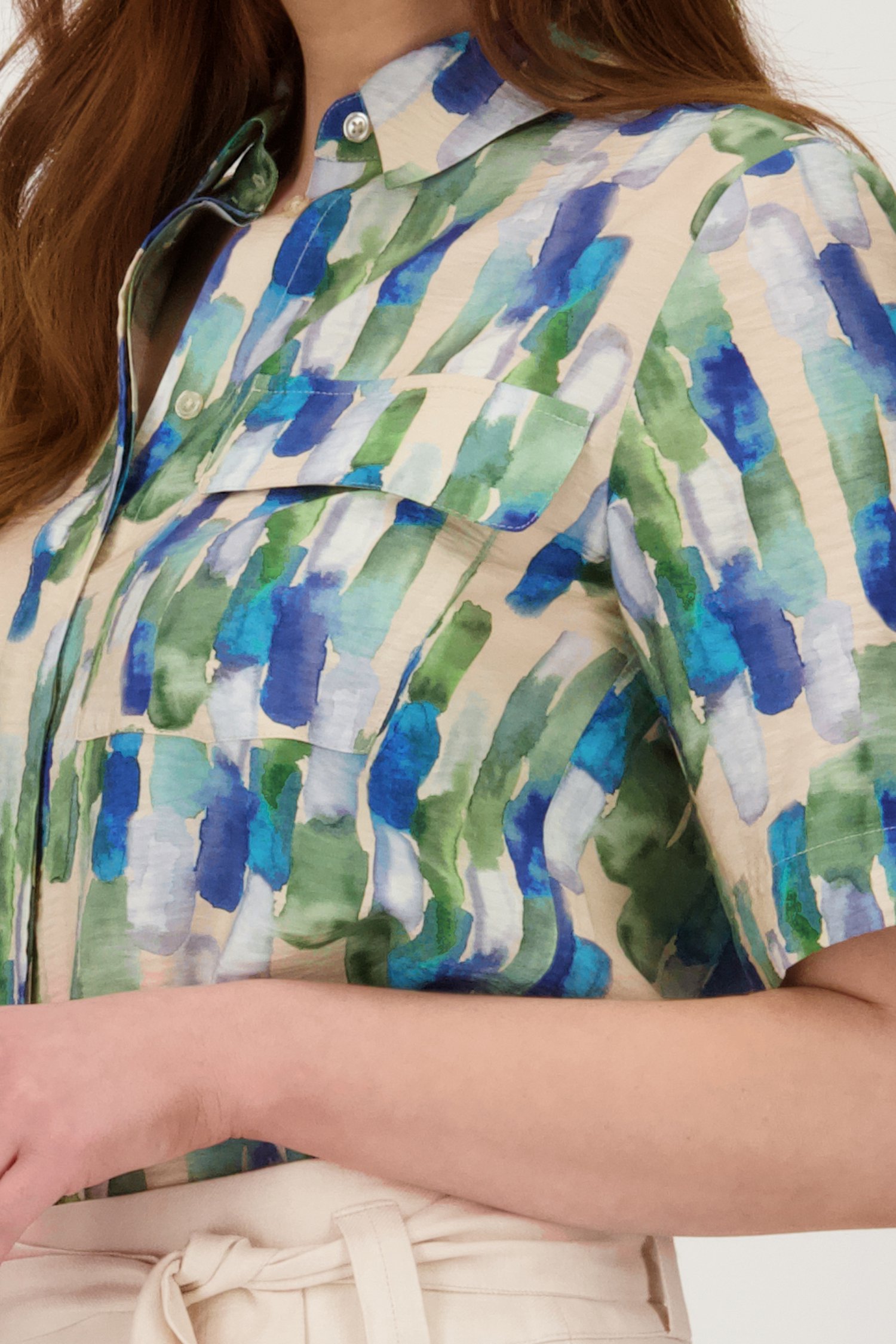 Blouse à imprimé aquarelle bleu et vert de Liberty Loving nature pour Femmes