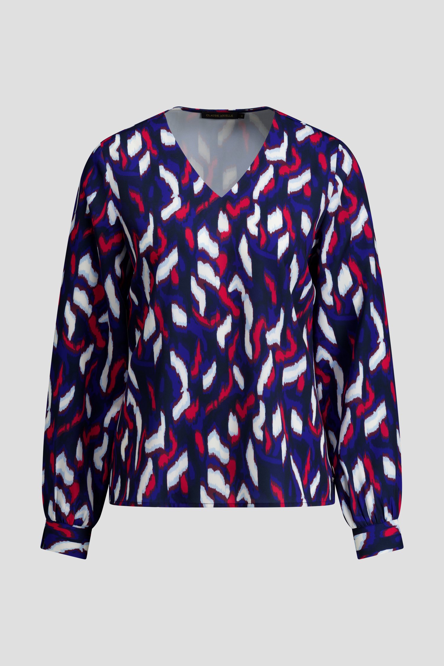 Photo produit 1 de Blouse à imprimé bleu et rouge de Claude Arielle pour Femmes