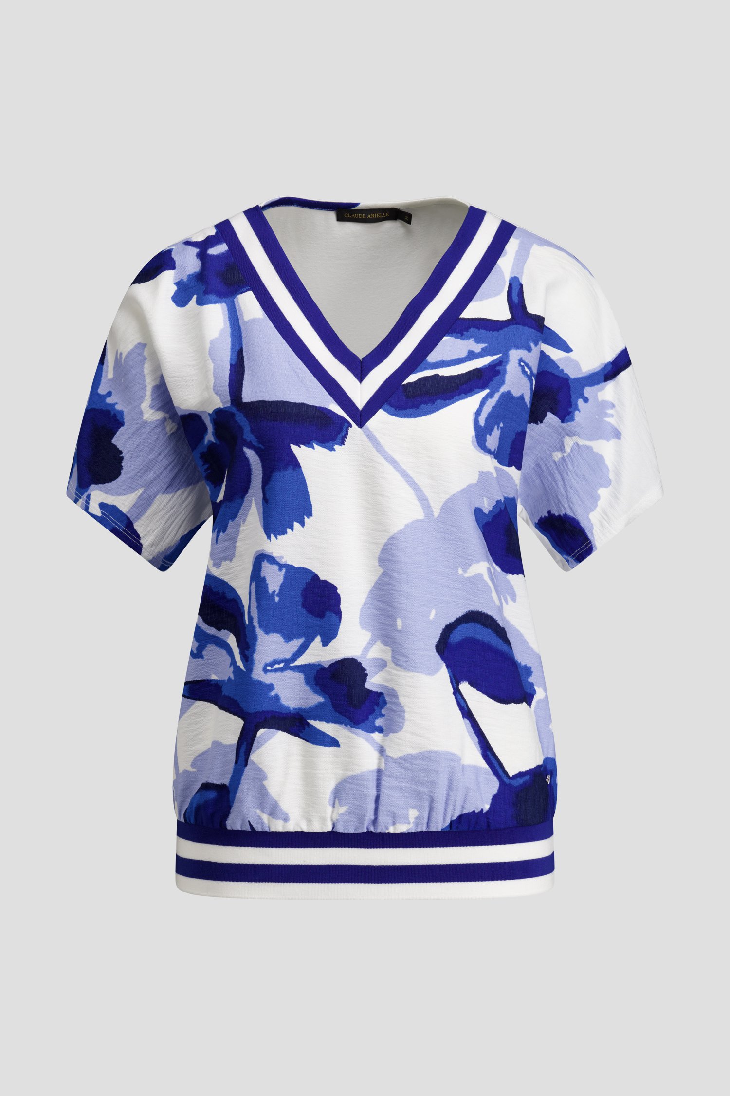 Photo produit 1 de Blouse à imprimé floral bleu de Claude Arielle pour Femmes