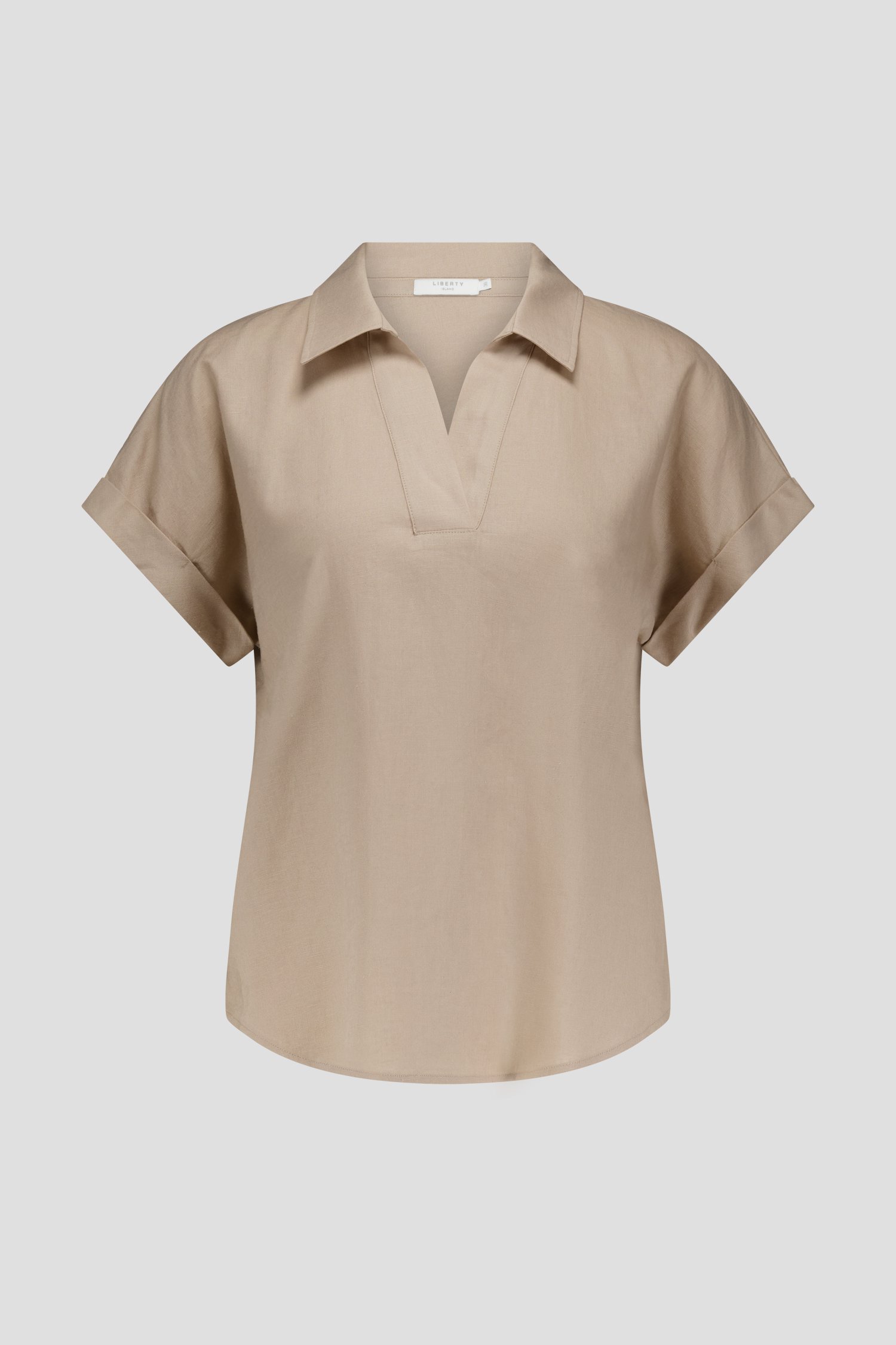 Photo produit 1 de Blouse à manches courtes en lin beige de Liberty Island pour Femmes