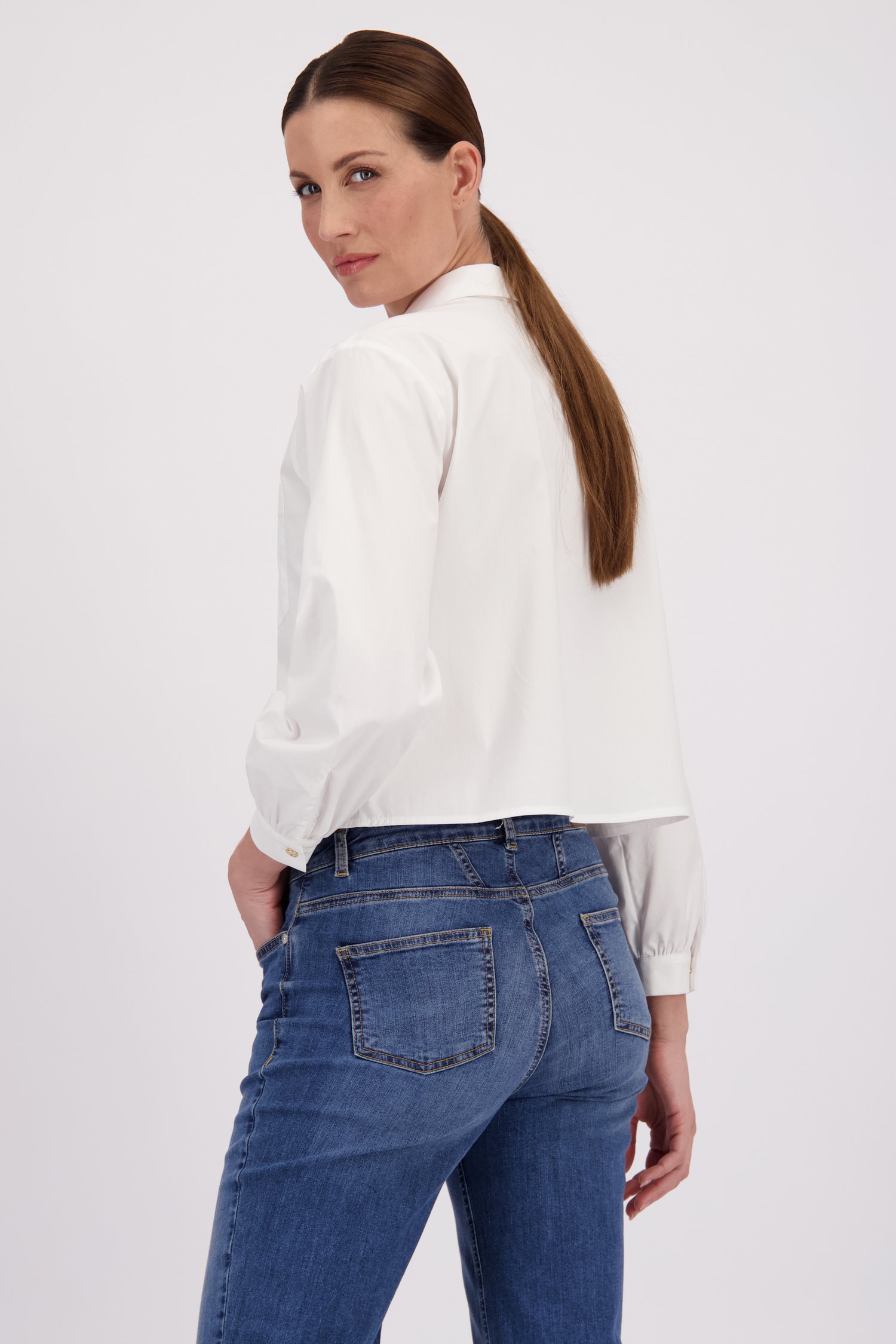 Blouse blanche à coupe plus courte de More & More pour Femmes