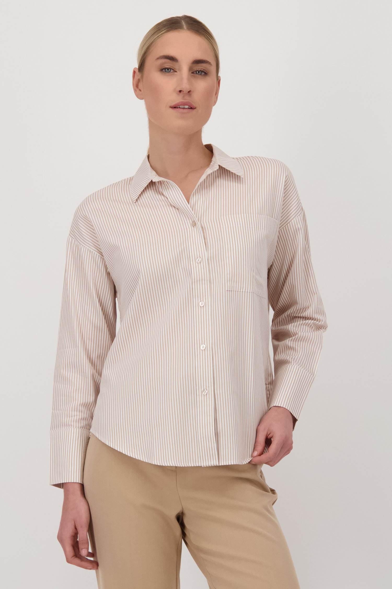 blouse blanche à rayures beiges de Liberty Island pour Femmes