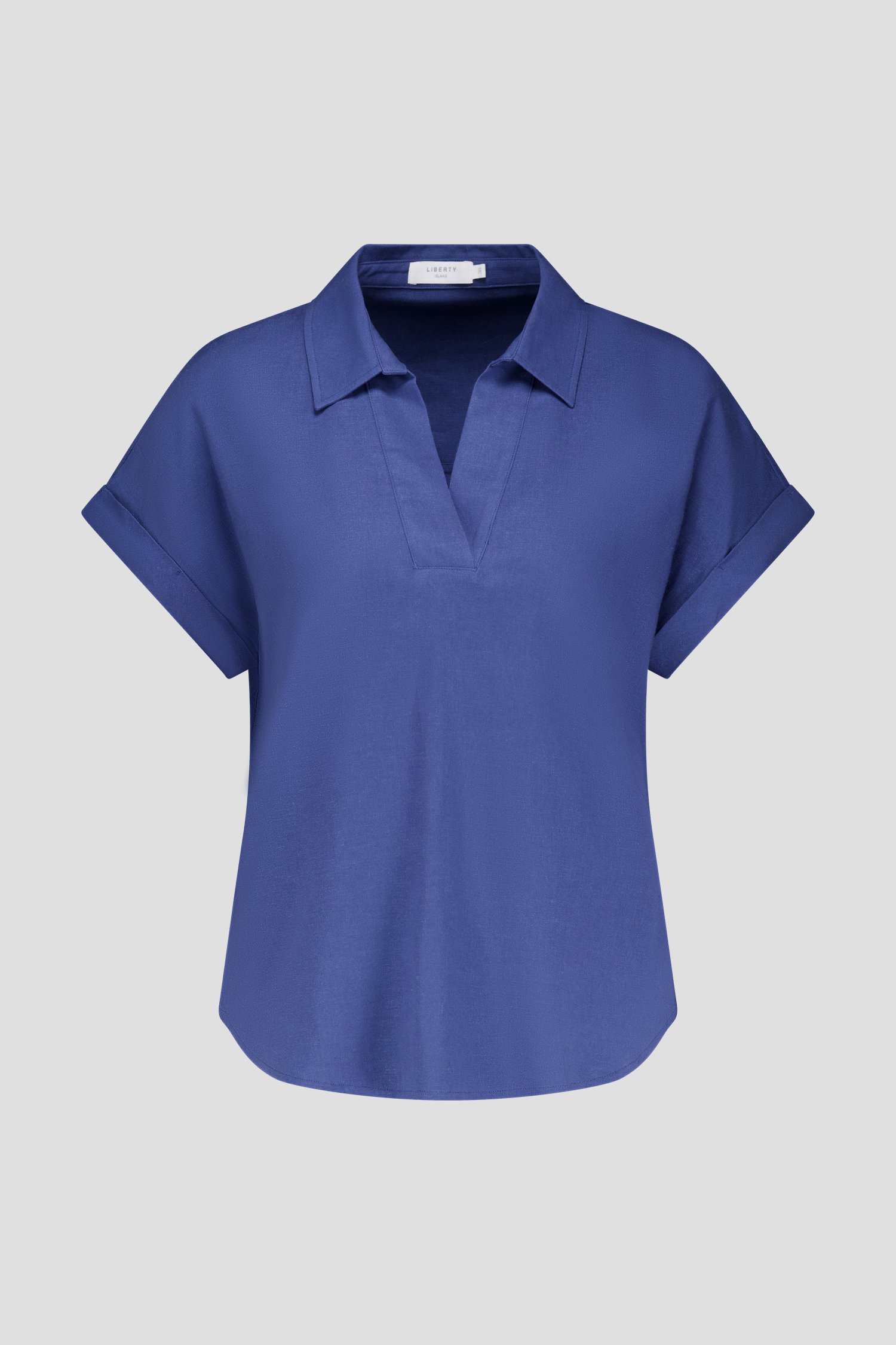 Blouse bleu à col en V et manches courtes de Liberty Island pour Femmes