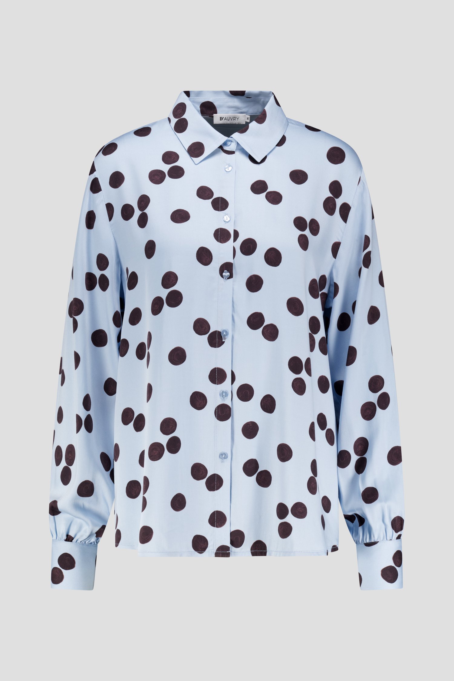 Photo produit 1 de Blouse bleu clair à imprimé à pois bruns de D'Auvry pour Femmes