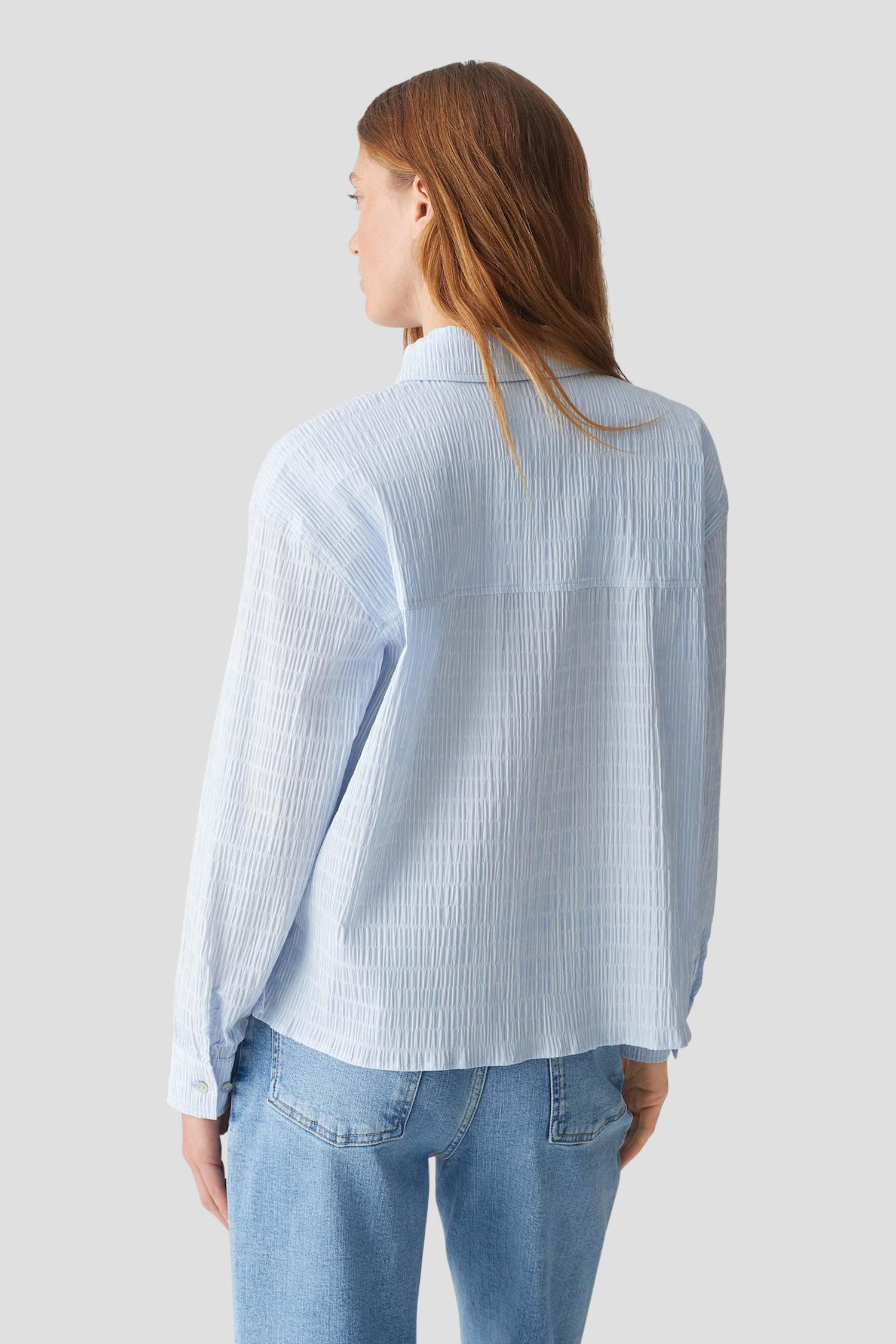 Blouse bleu clair à motif rayé blanc de Opus pour Femmes