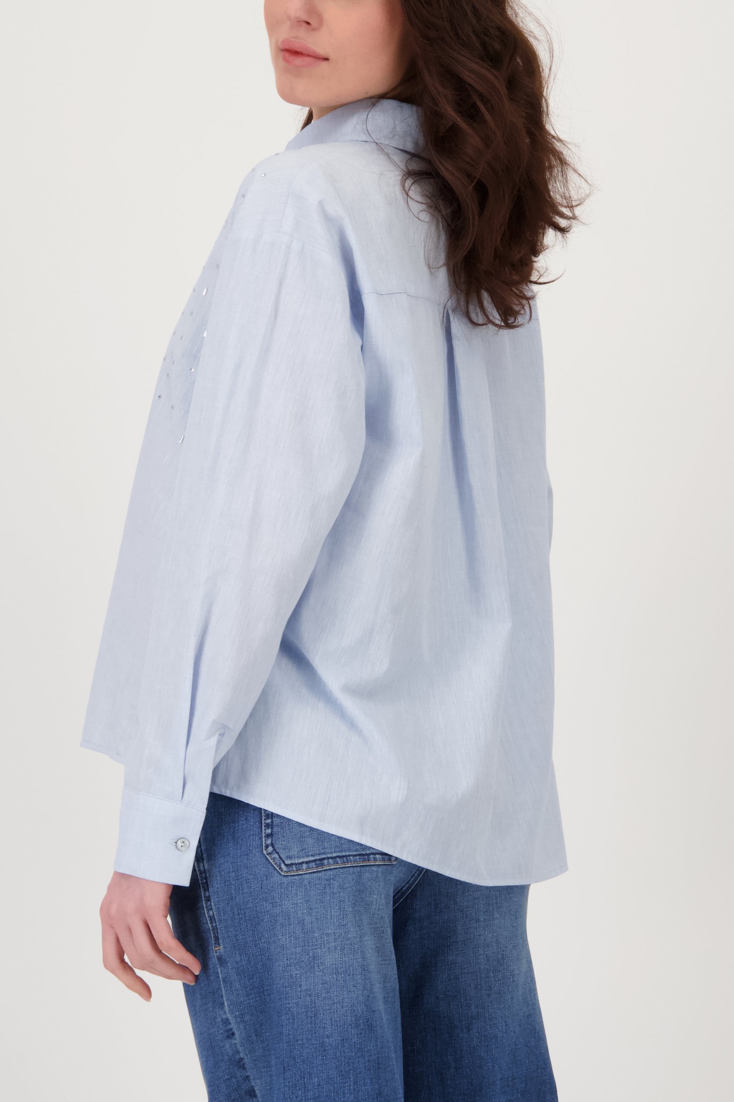 Blouse bleu clair avec strass de Geisha pour Femmes