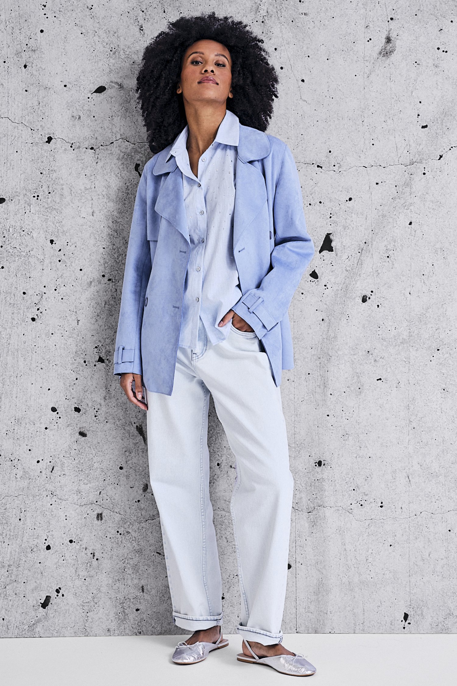 Blouse bleu clair avec strass de Geisha pour Femmes