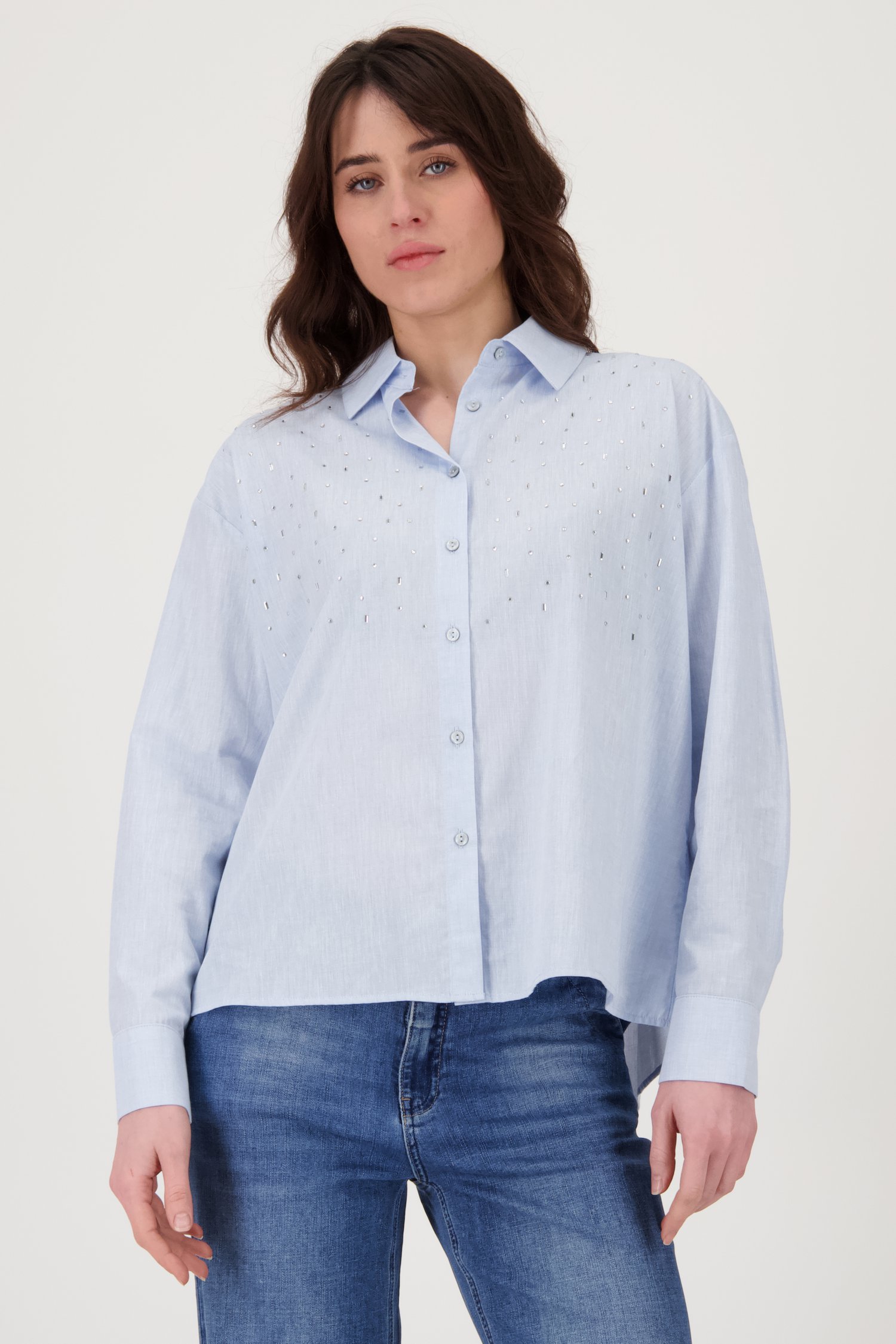 Blouse bleu clair avec strass de Geisha pour Femmes