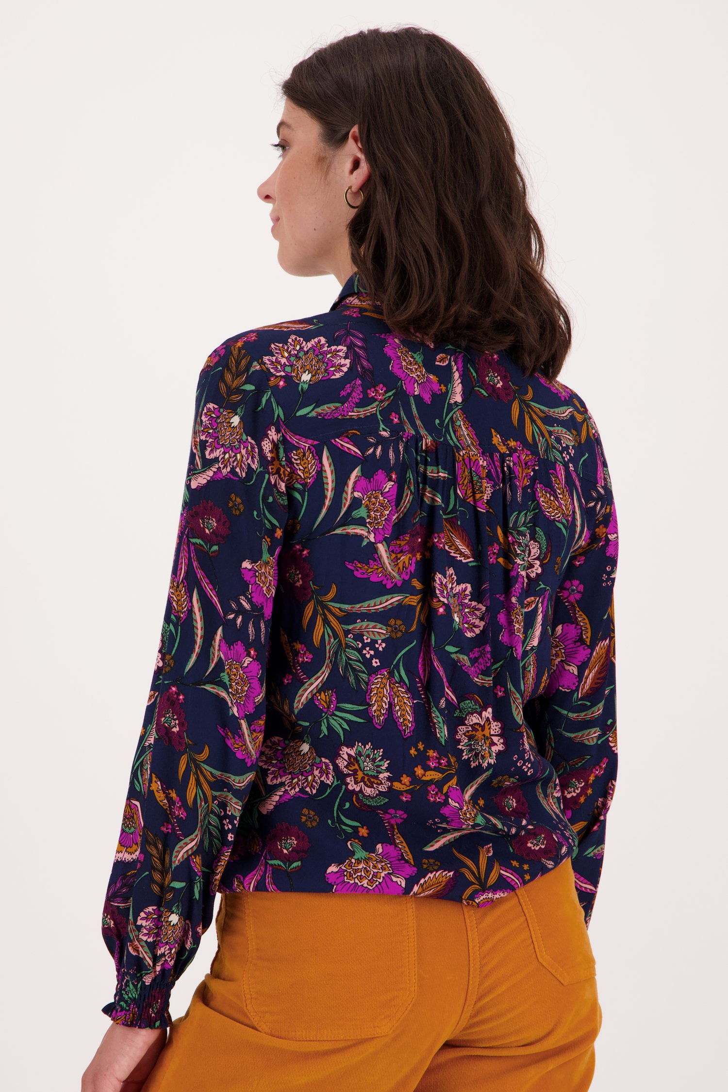 Blouse bleu foncé à imprimé floral fin de Libelle pour Femmes