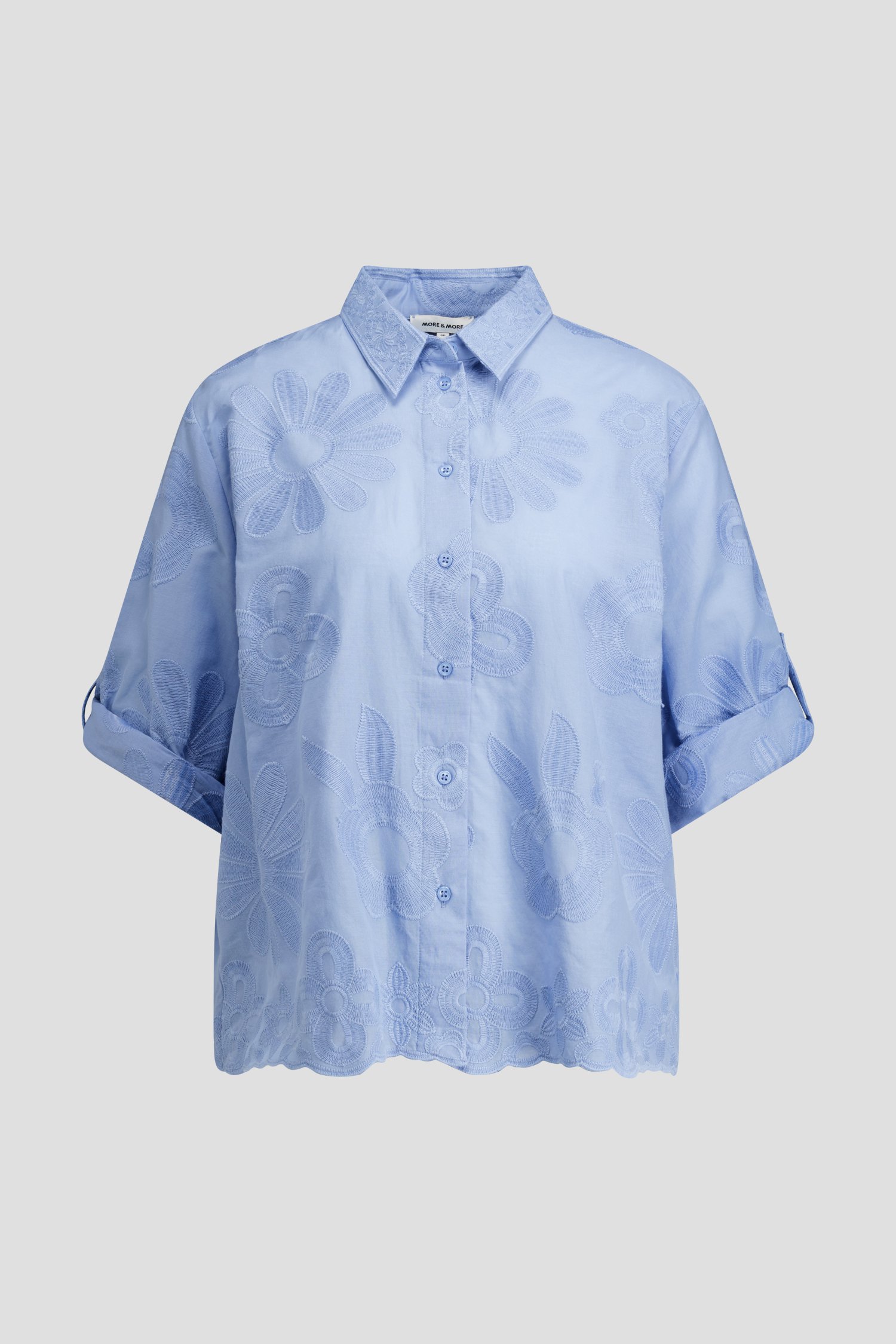 Photo produit 1 de Blouse bleue avec fleurs brodées de More & More pour Femmes