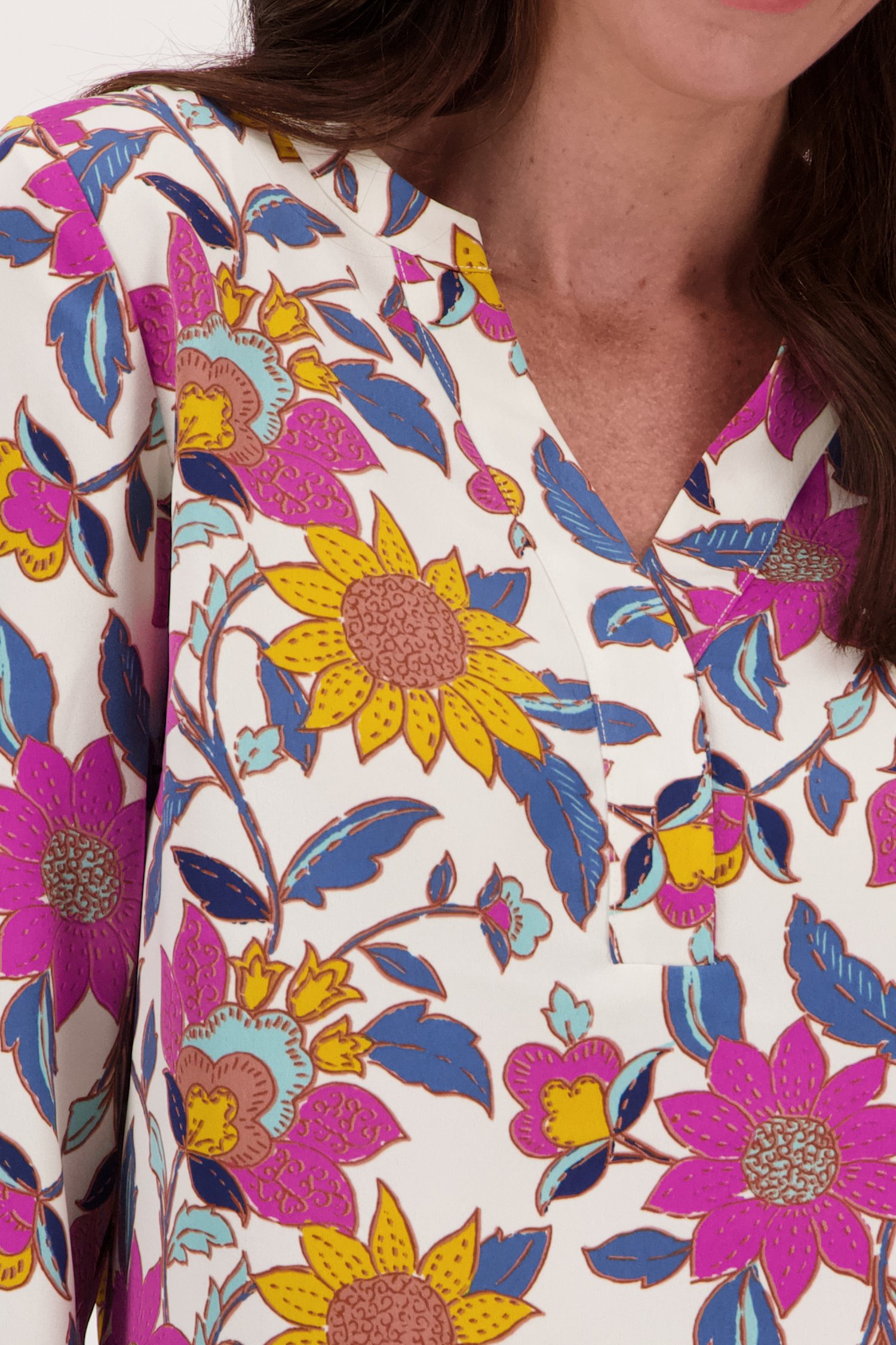 Blouse écrue à imprimé floral de Claude Arielle pour Femmes