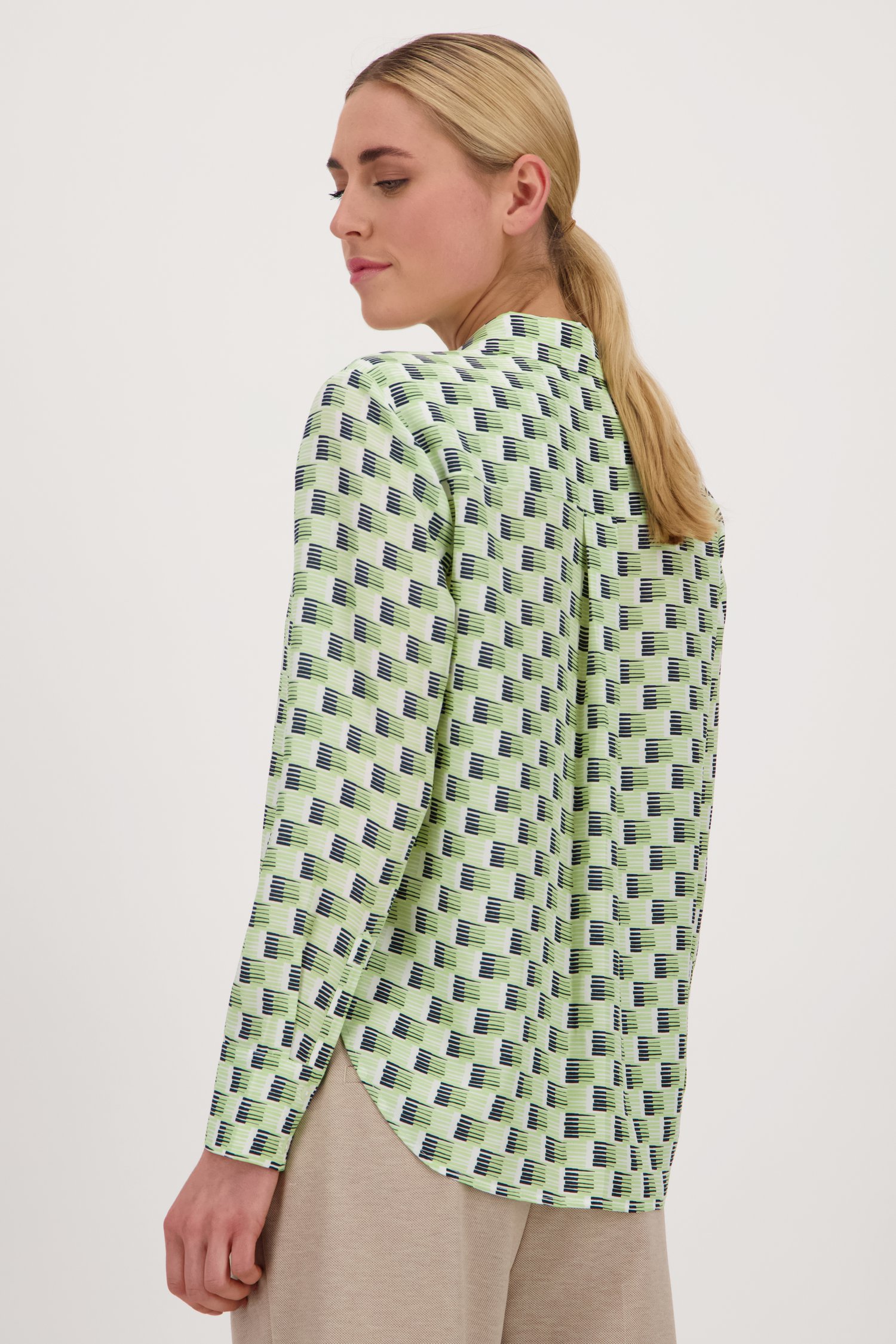 Blouse écrue à imprimé marine et vert clair de Opus pour Femmes