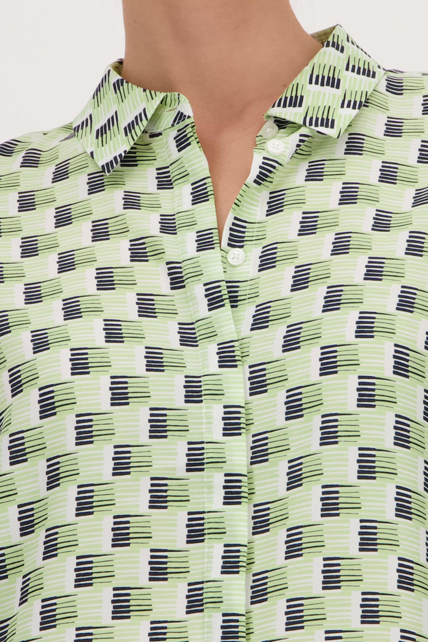 Blouse écrue à imprimé marine et vert clair de Opus pour Femmes