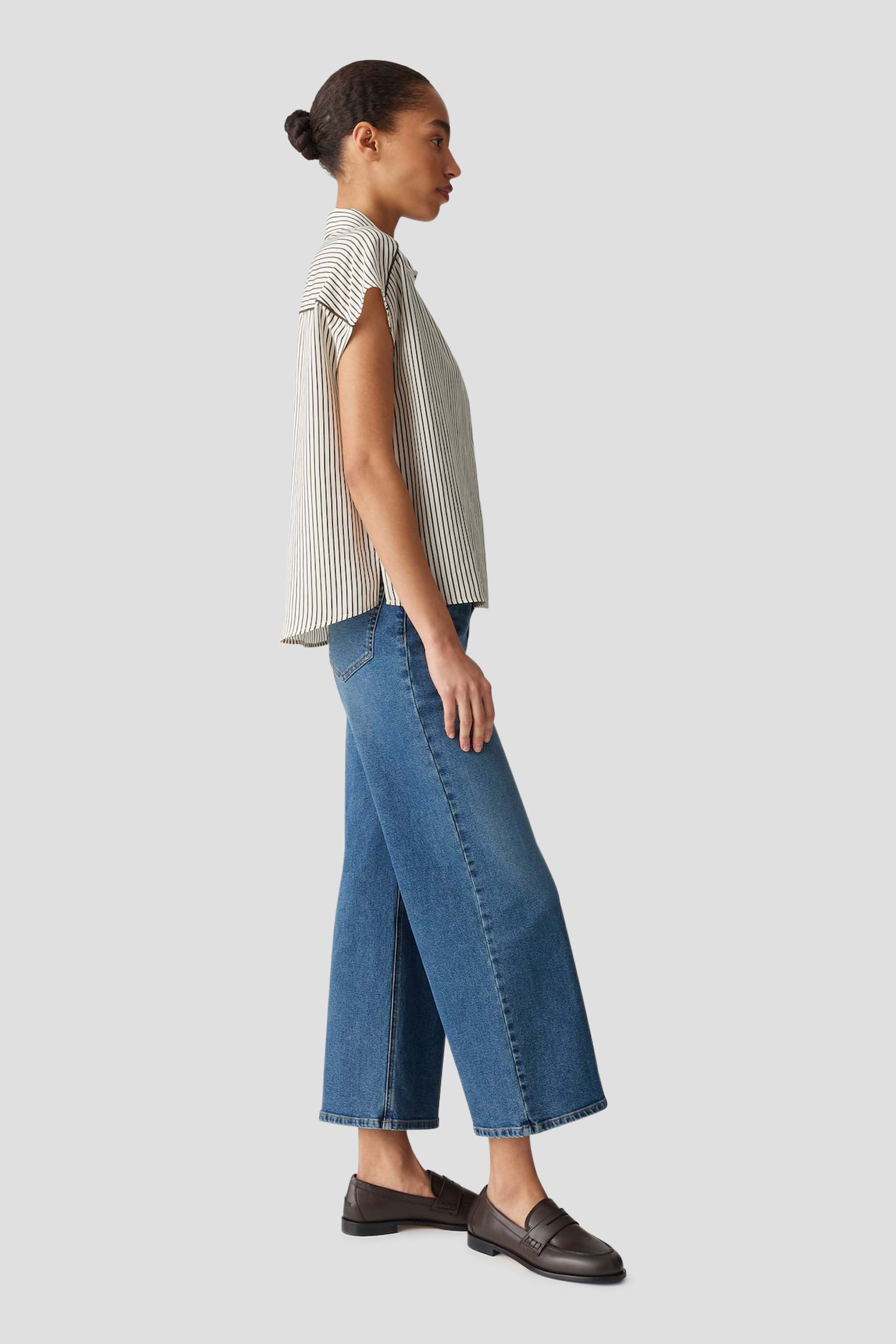 Détail de Blouse écrue à rayures vertes de Opus pour Femmes