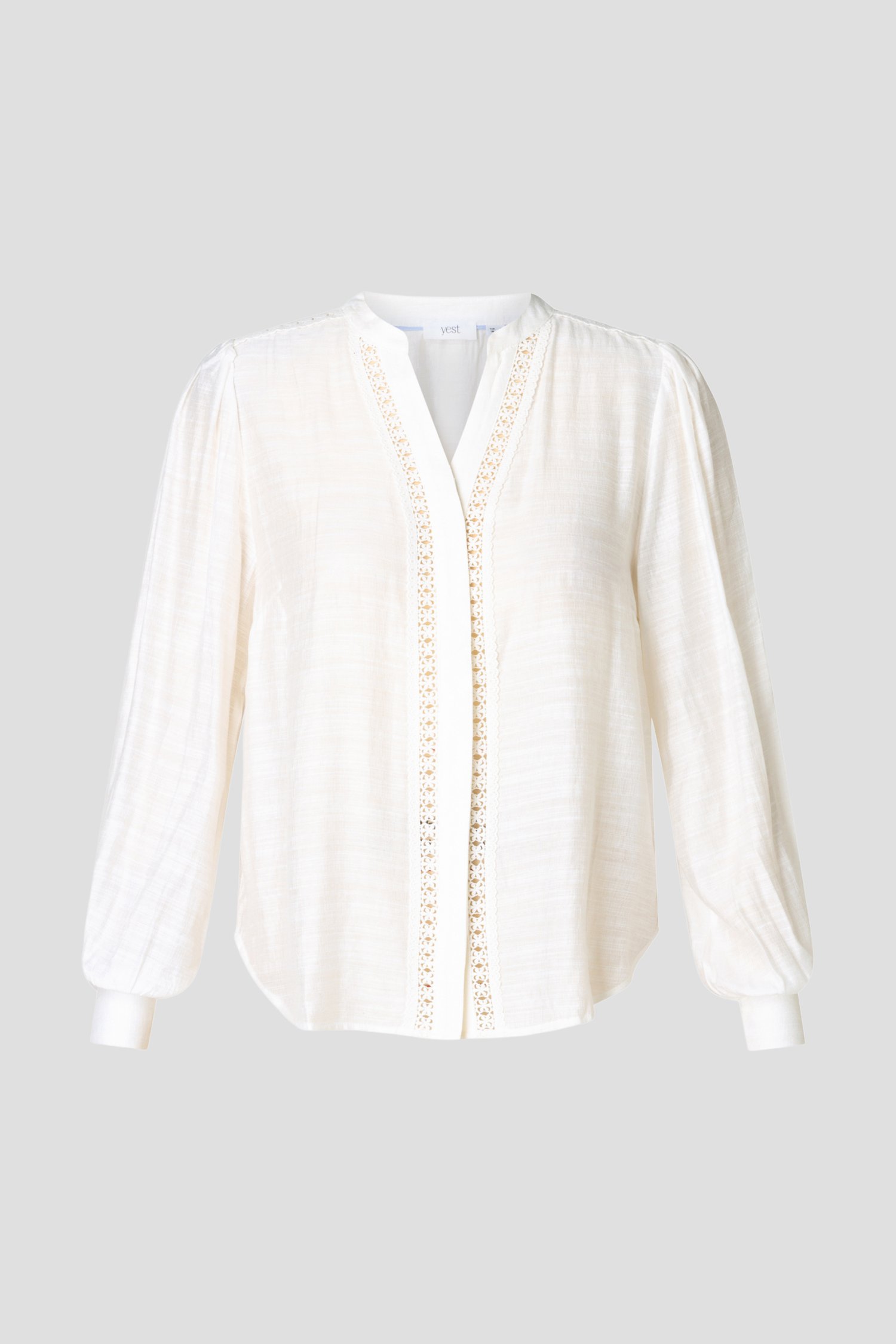 Photo produit 1 de Blouse écrue avec détail décoratif en crochet de Yest Curve pour Femmes