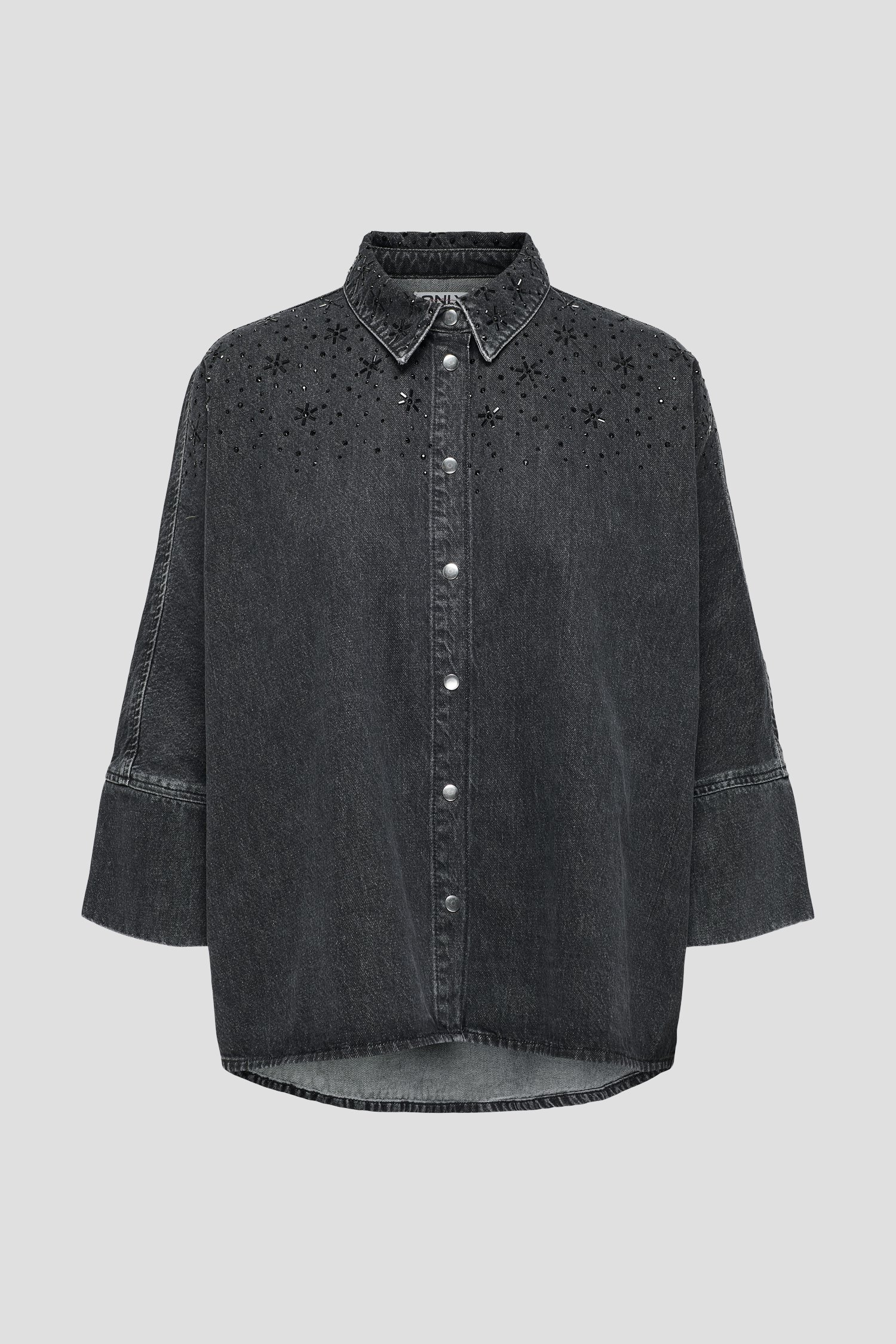 Blouse en jean noire avec strass de Only Carmakoma pour Femmes
