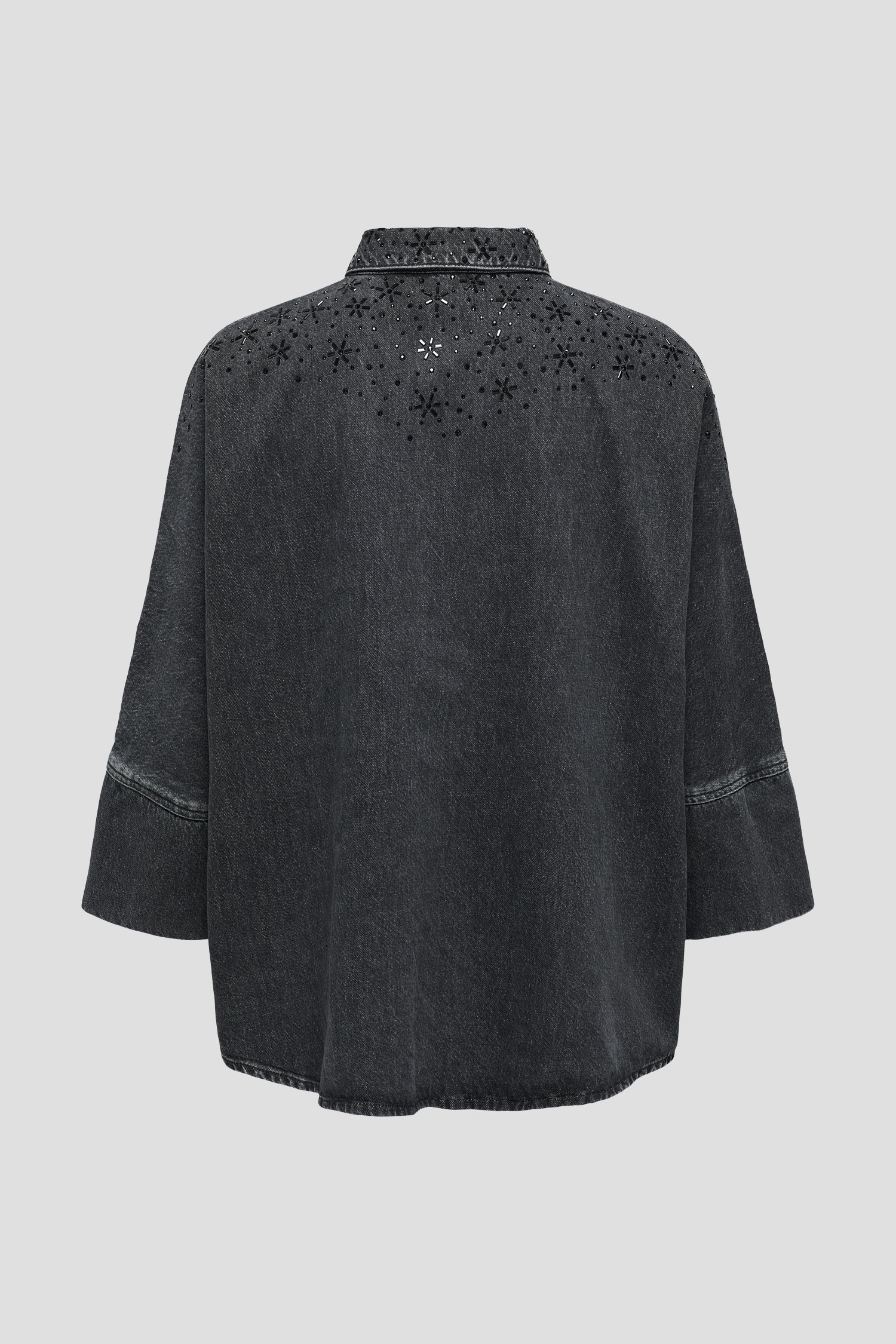 Blouse en jean noire avec strass de Only Carmakoma pour Femmes