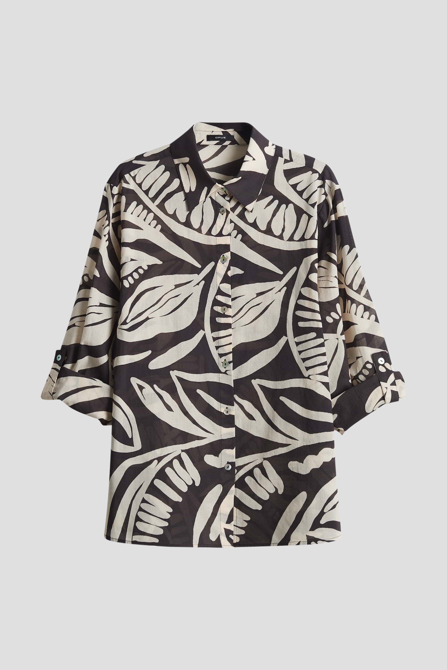 Blouse marron foncé à imprimé beige clair de Opus pour Femmes