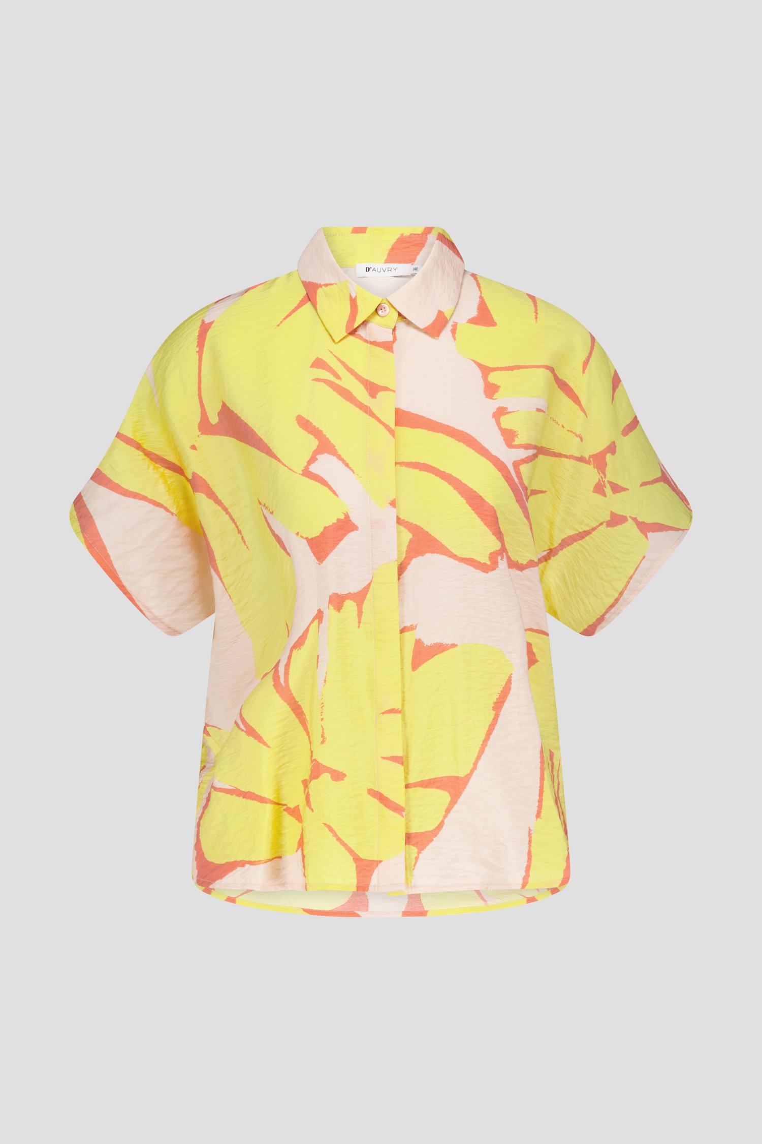 Blouse met motief in geel en koraalroze van D'Auvry voor Dames