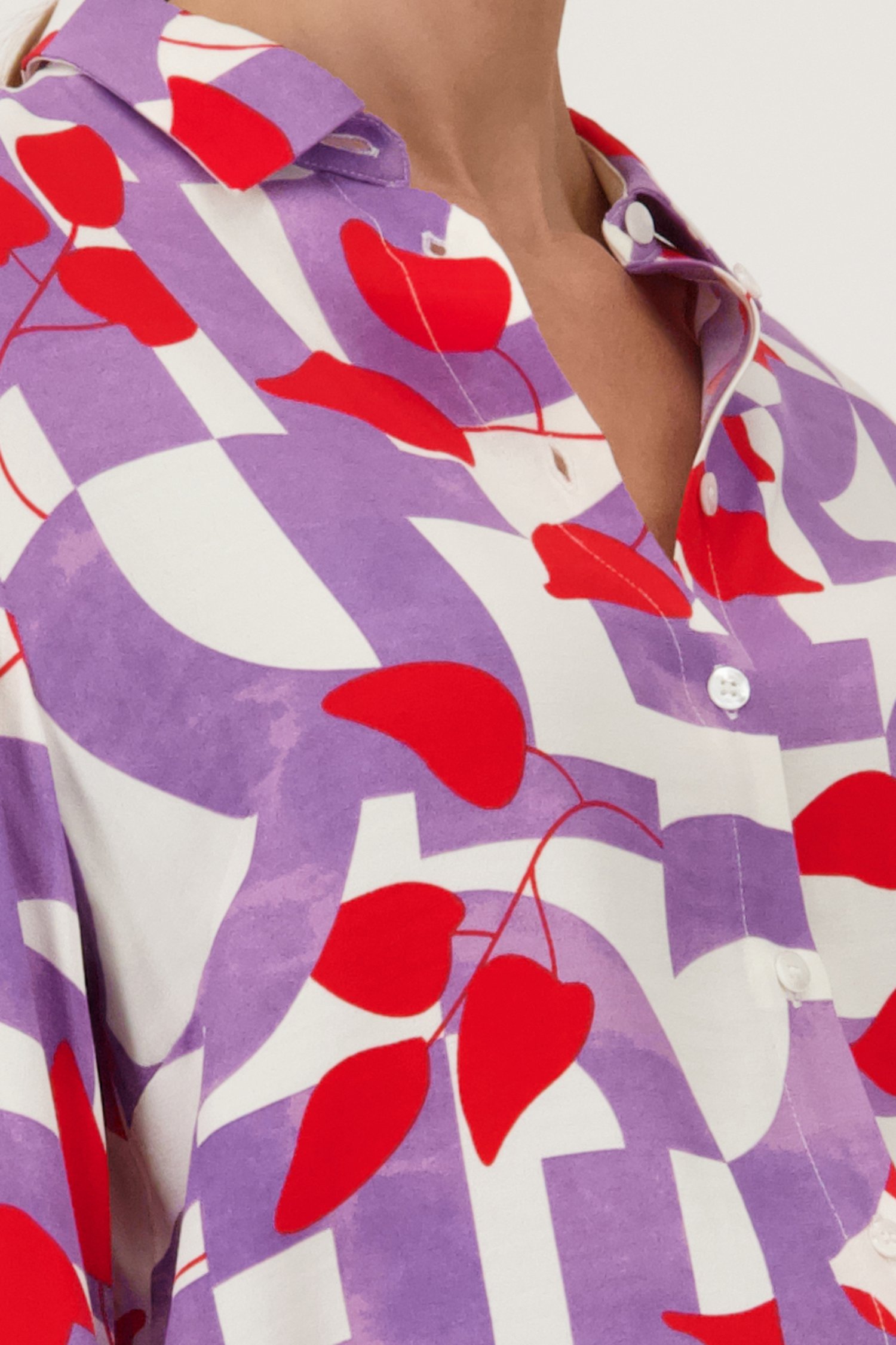 Blouse met rood-paarse print van D'Auvry voor Dames